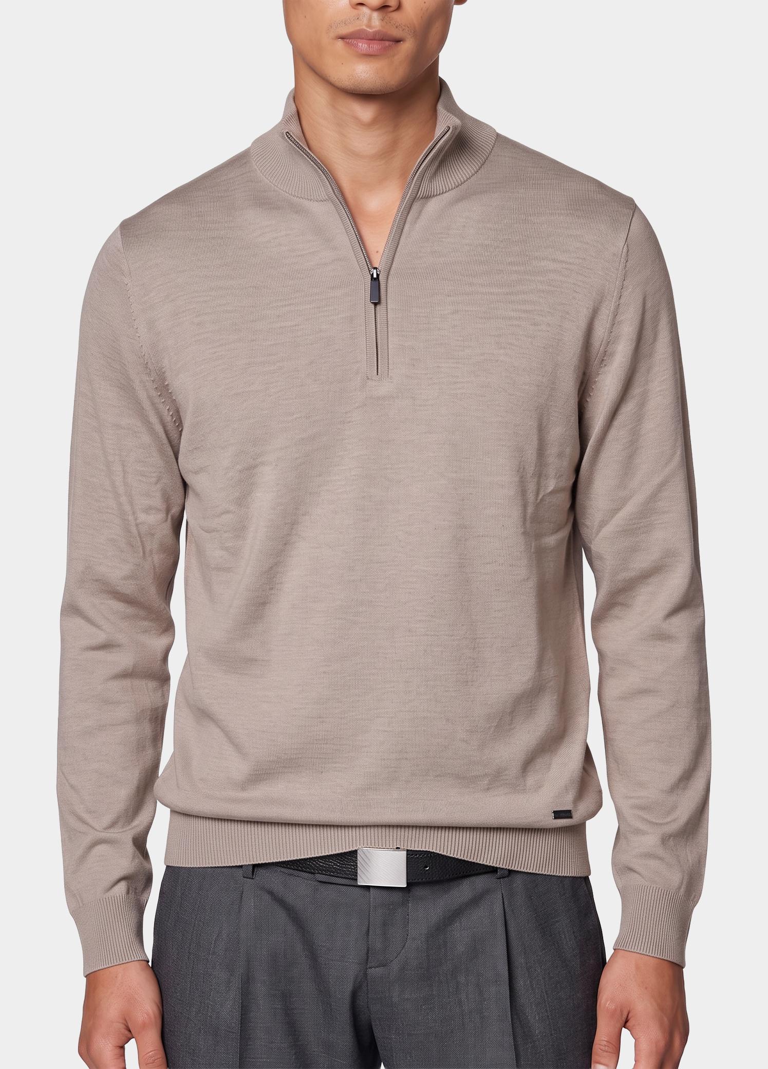 Born With Appetite Half Zip Beige Lux Pull Halfzip Merino BWA00005LU15/2500 Sand