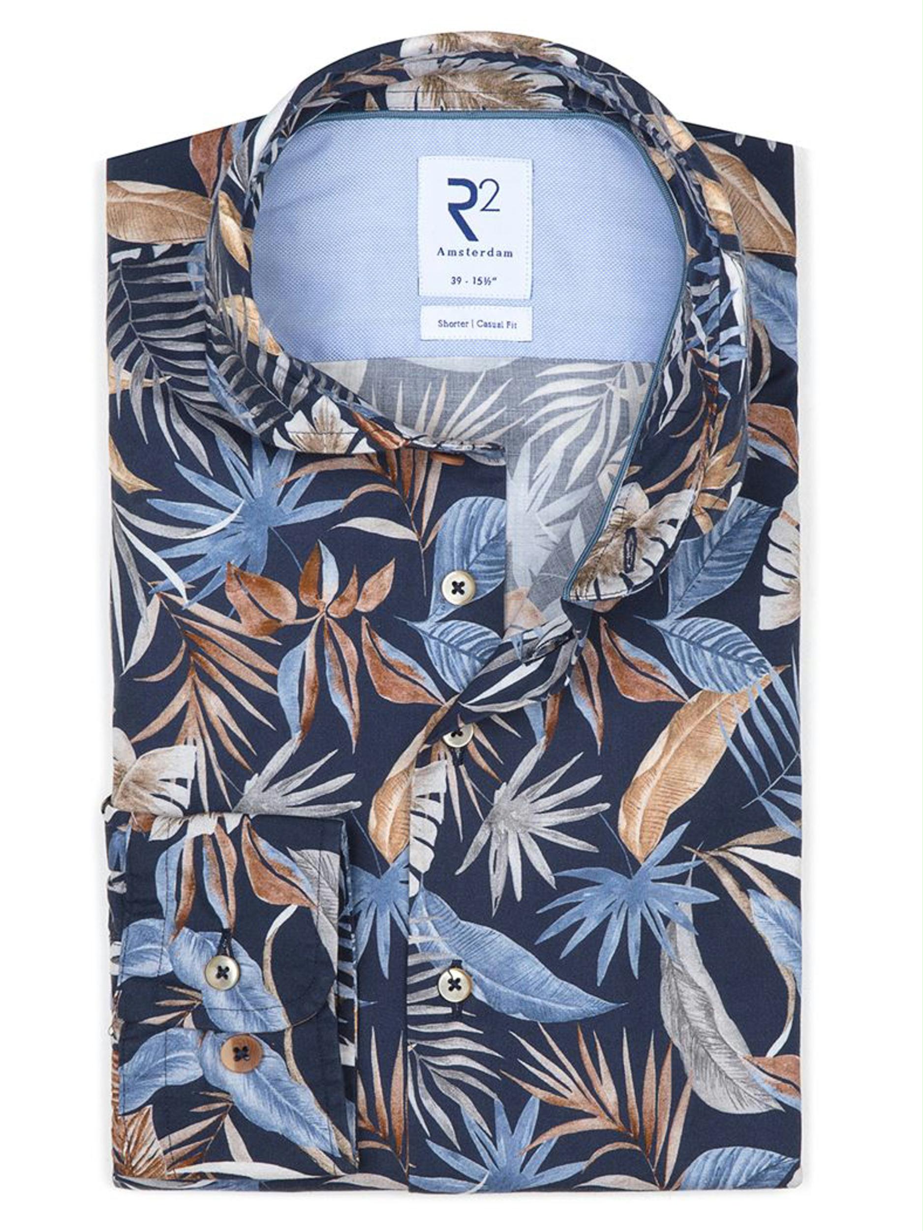 R2 Amsterdam Casual hemd lange mouw Blauw  116.CA.060/010