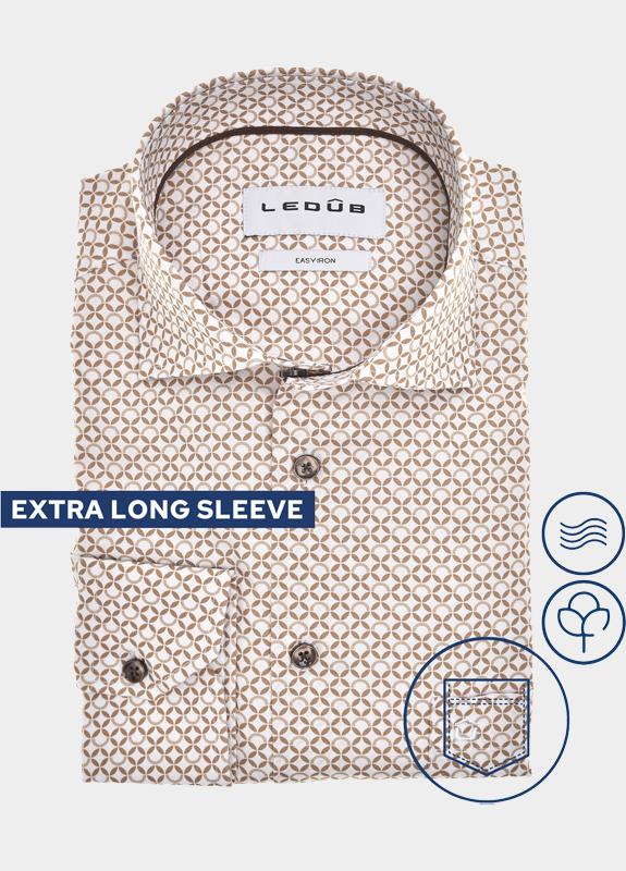 Ledub Overhemd extra lange mouw Beige  0143075/640-680-000
