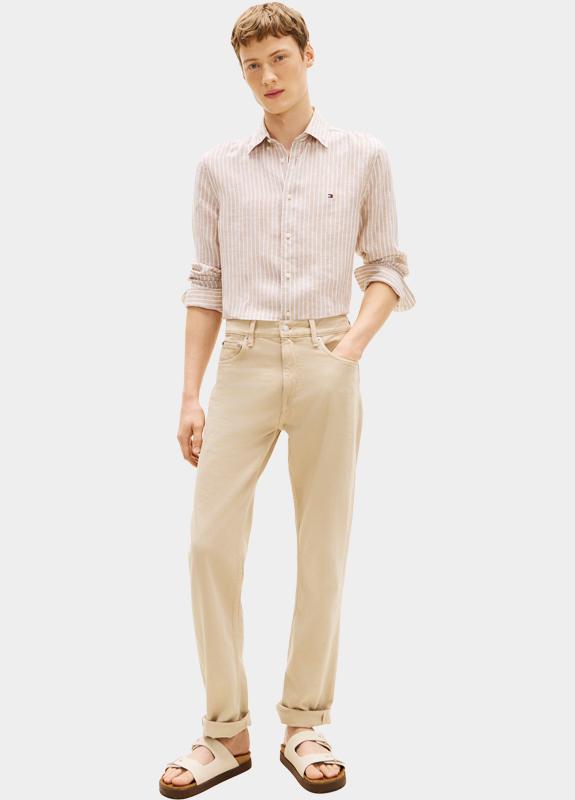 Tommy Hilfiger Casual hemd lange mouw Bruin LINEN BENGAL STRIPE RF SHIRT MW0MW42400/0BK