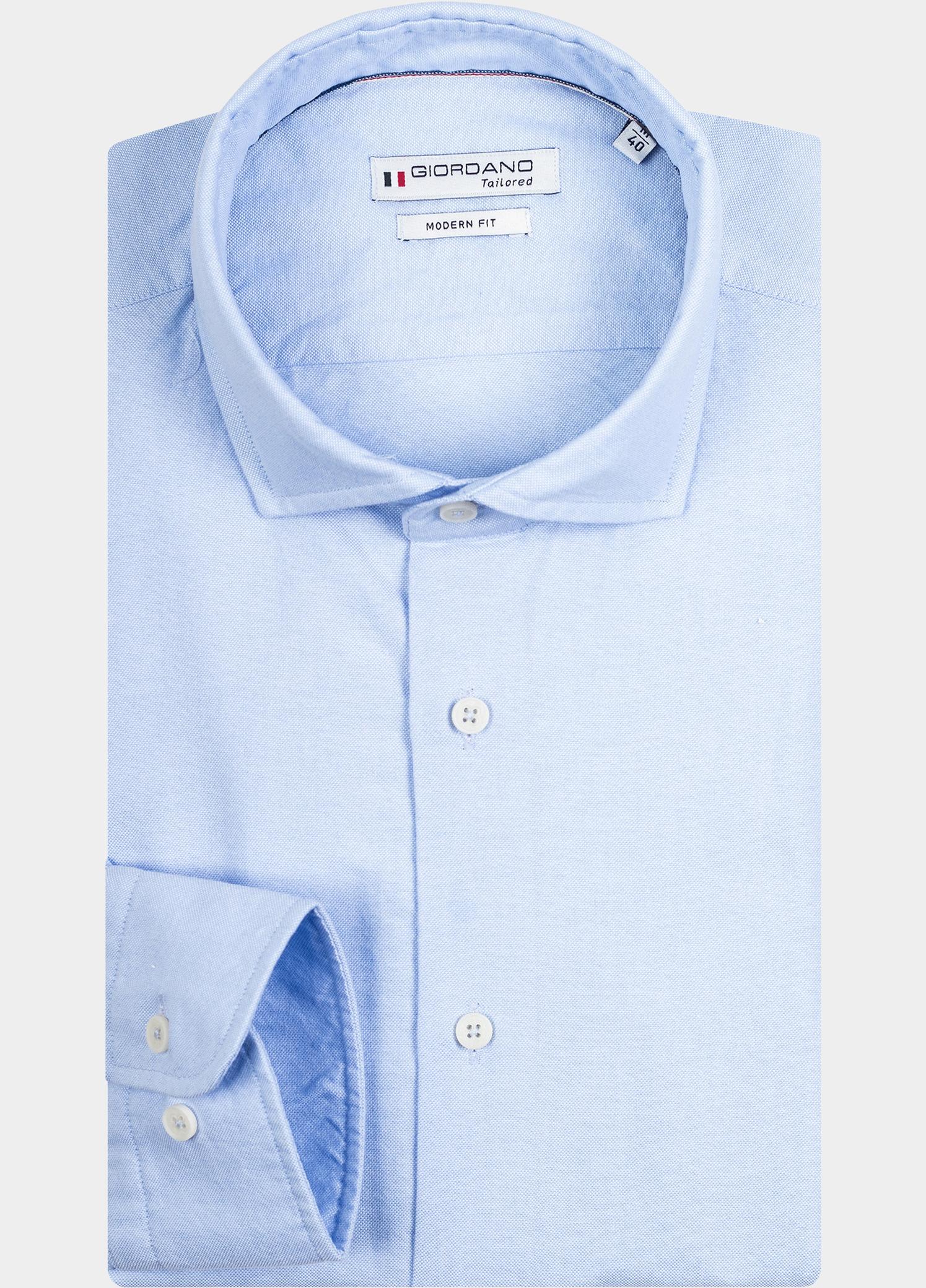 Giordano Overhemd heren Blauw Row, LS Cutaway Oxford Plain 417802/61
