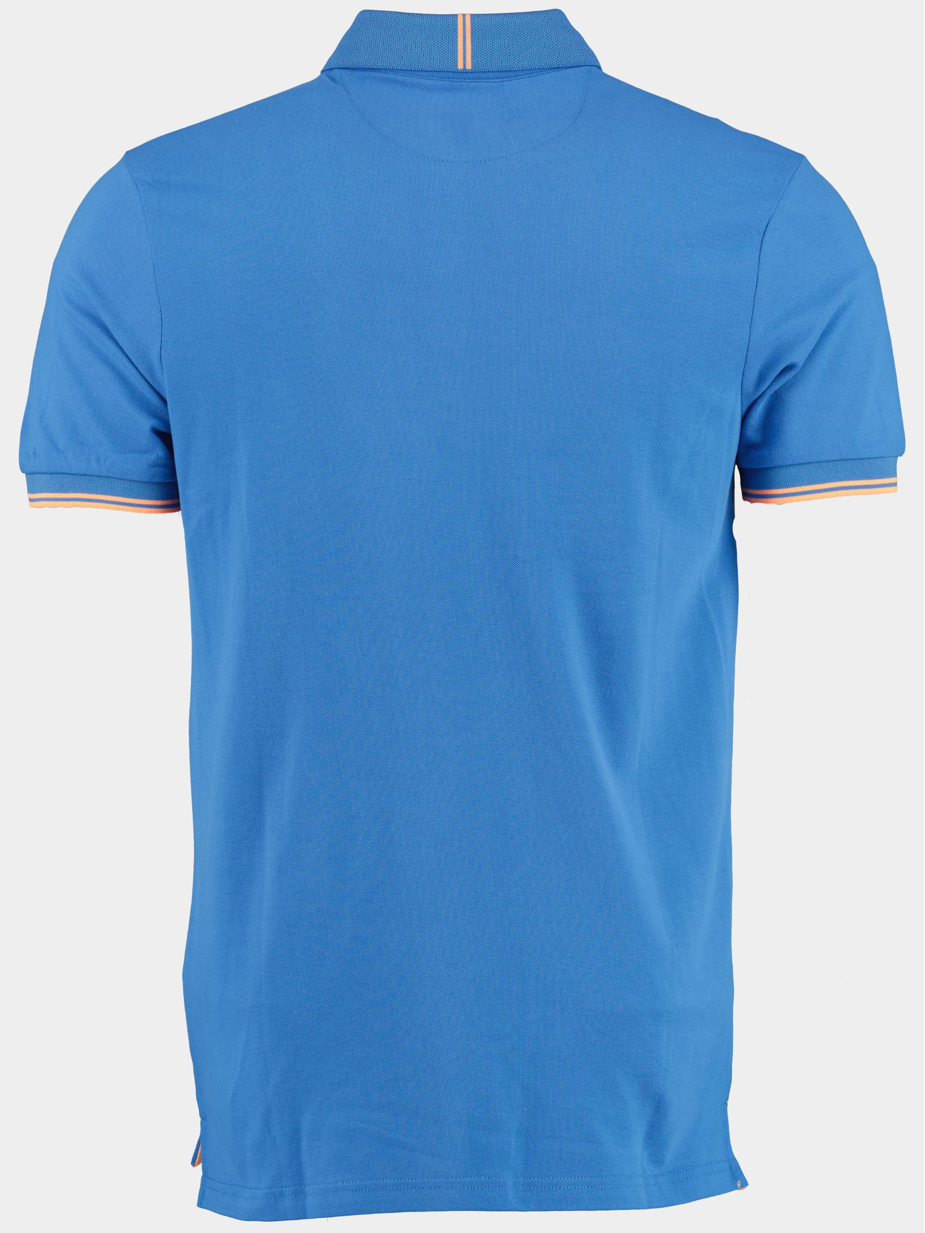 Marco Manzini Polo korte mouw Blauw Harold Polo Fine Pique Contra 22108HA05/268 jeans blue