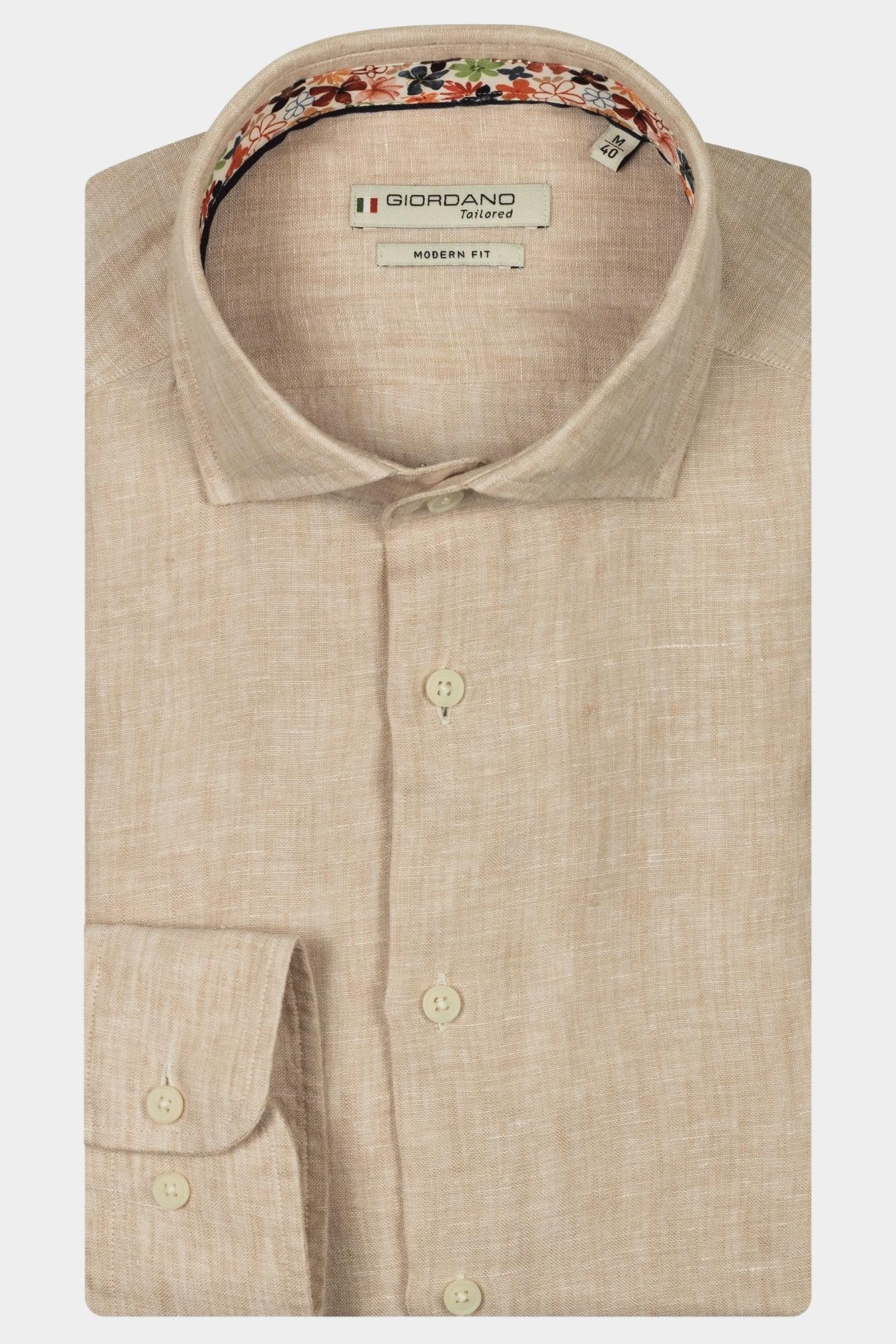 Giordano Casual hemd lange mouw Wit Row Long sleeve cutaway soft 517800/81