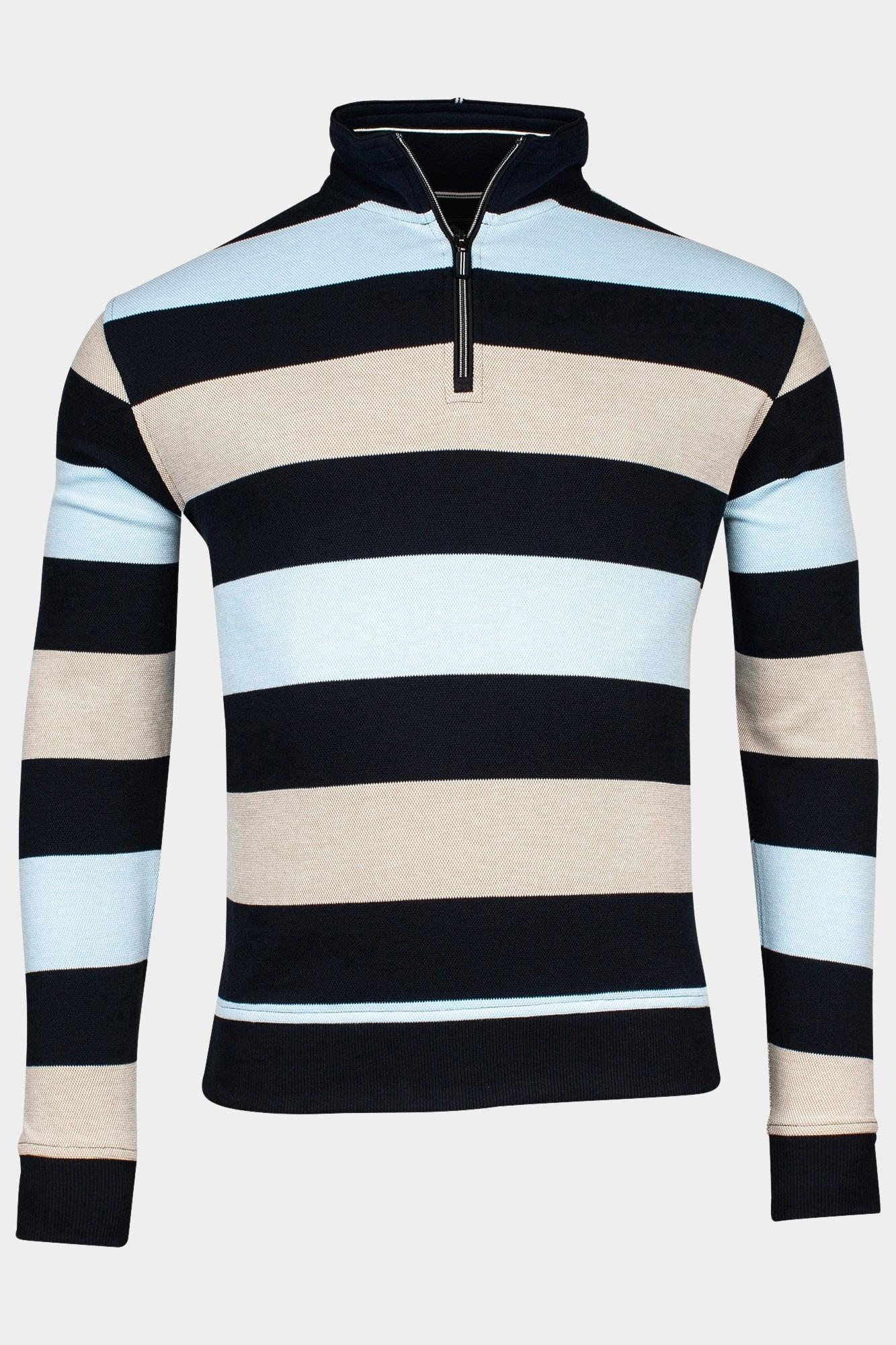 Baileys Half Zip Blauw Sweatshirt 1/2 zip Pique Doub 413147/60