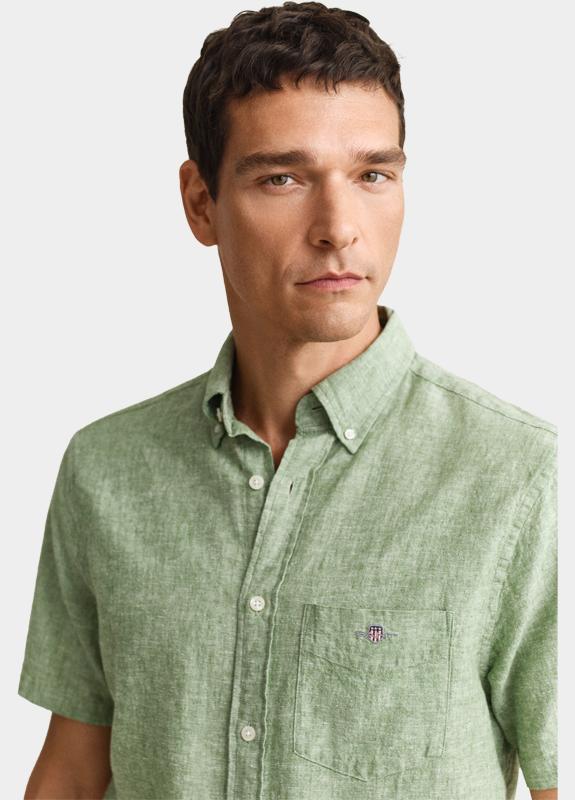 Gant overhemd korte mouw heren Groen Overoverhemd met korte mouwen 3250083/354