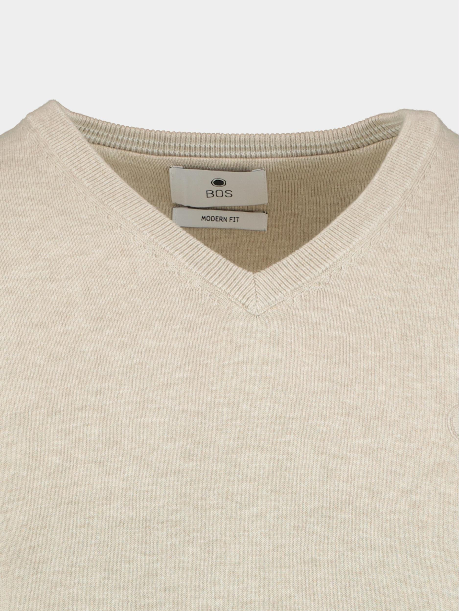 Bos Bright Blue Pullover Beige Vince V-neck Pullover Flatkni 23105VI01BO/820 sand