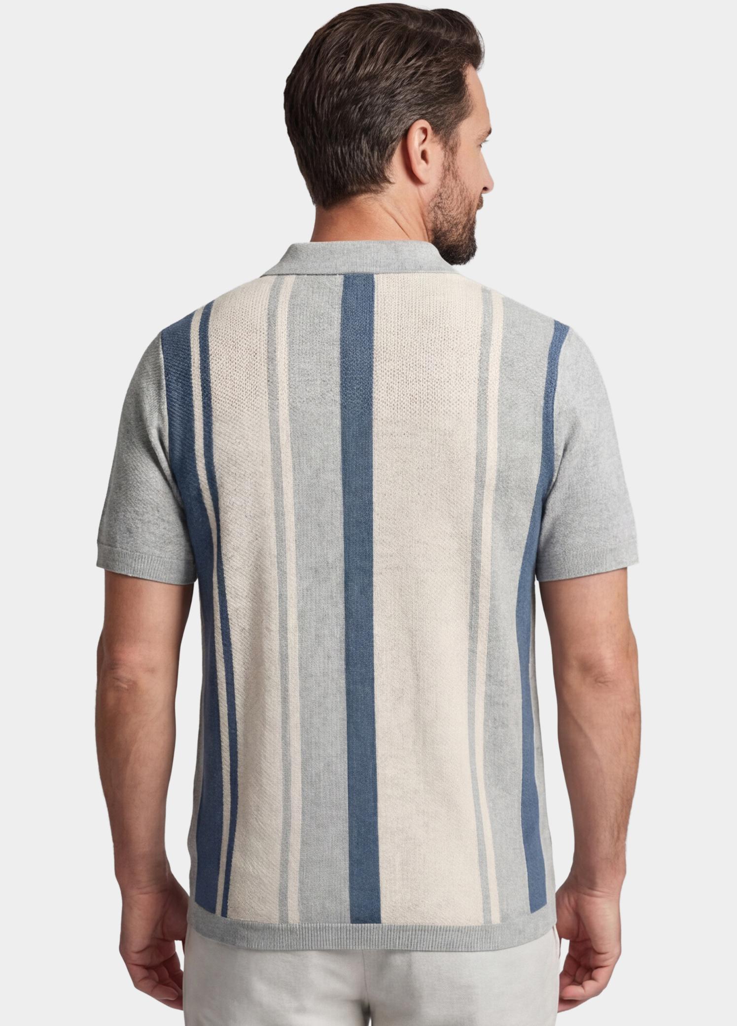 Baileys Polo heren Blauw Polo knitted-SS V-Collar all 615770/645