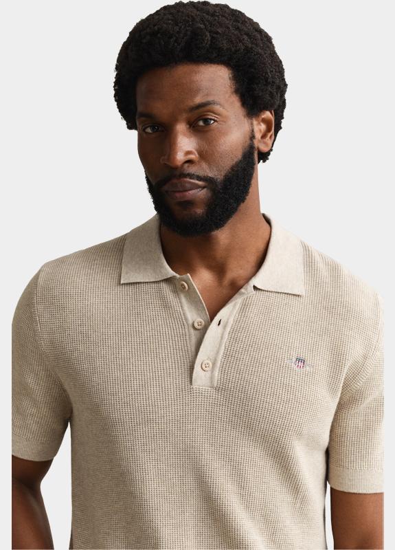 Gant Polo heren Beige Katoenen polotrui met textuur 8030294/198