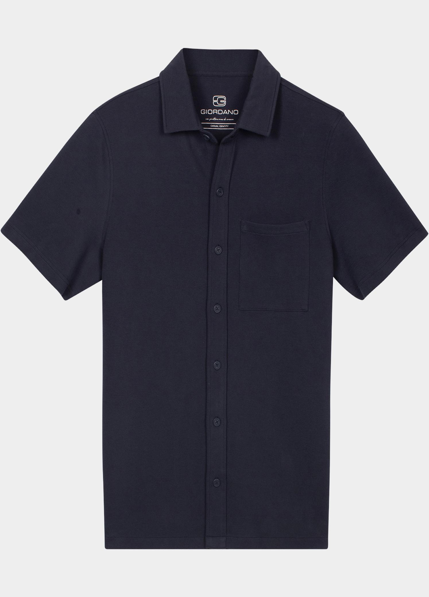 Giordano overhemd korte mouw heren Blauw Puglia Short Sleeve Shirt Dou 616070/60