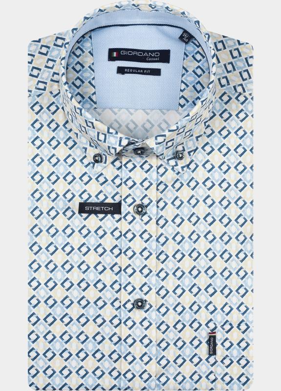Giordano overhemd korte mouw heren Geel League Short Sleeve Button Do 616024/20