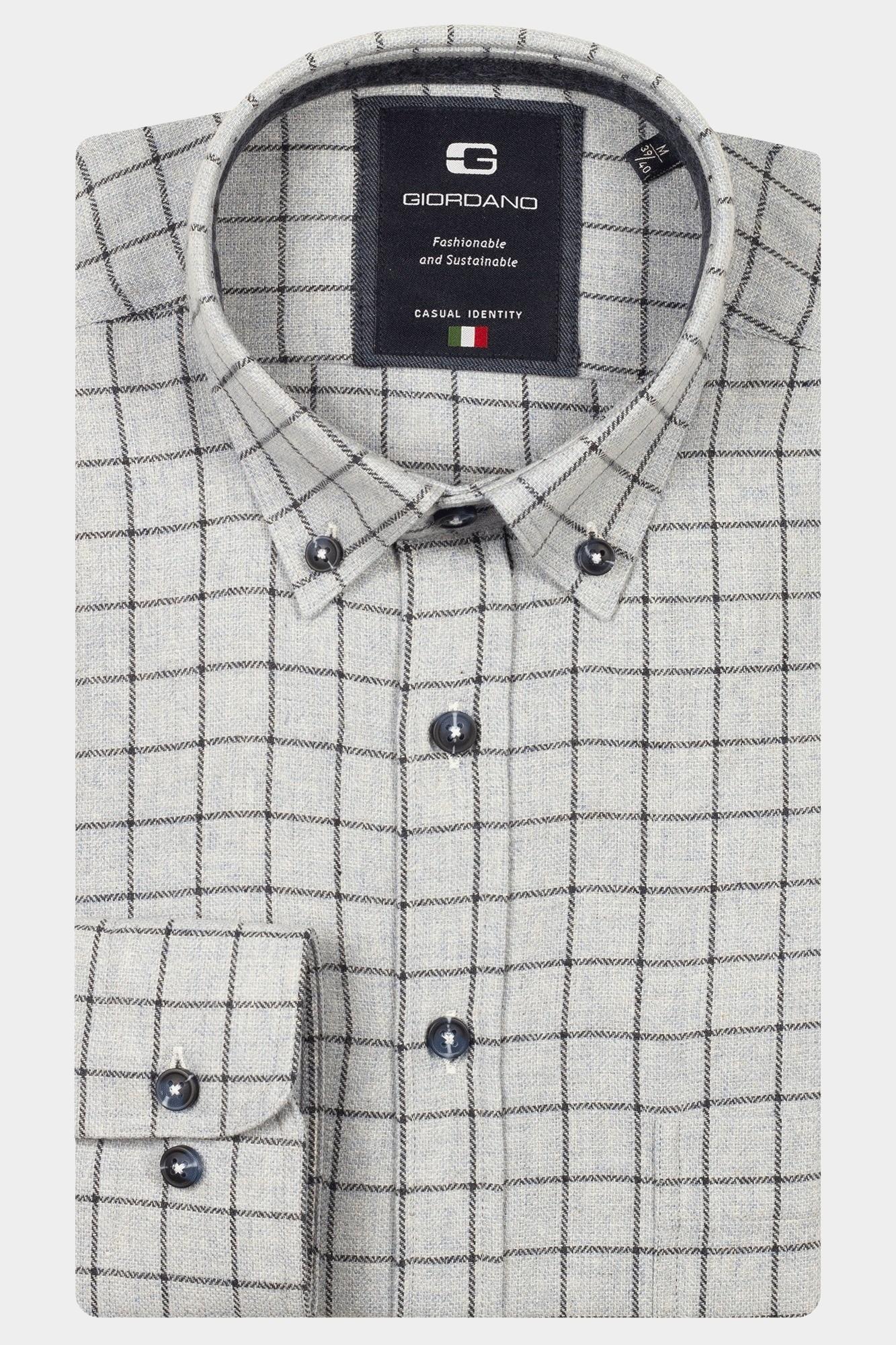 Giordano Casual hemd lange mouw Blauw Brando long sleeve button dow 527302/60