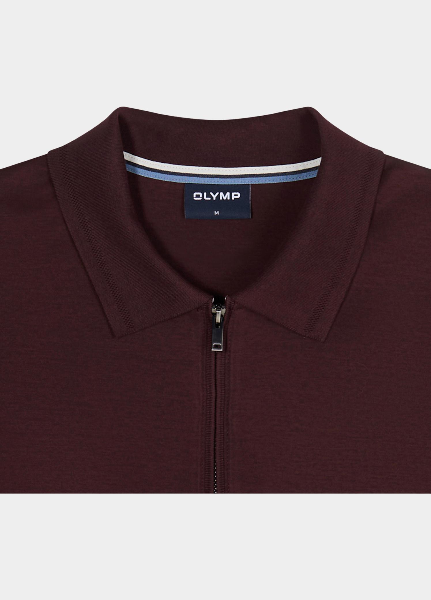 Olymp Polo lange mouwen heren Rood Interlock Zip Polo Longsleeve 543084/37
