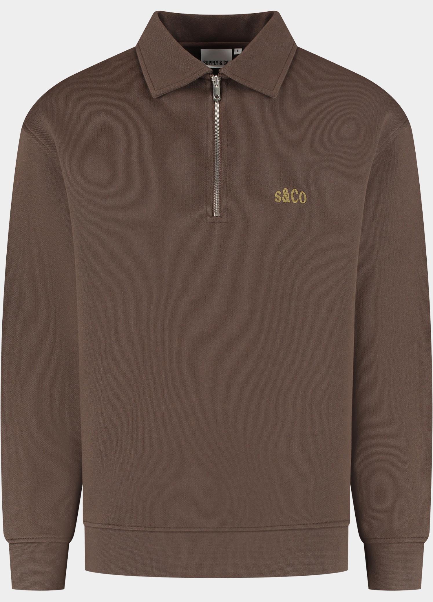 Supply & Co. half zip sweater heren Bruin Aarav Halfzip Sweat SCO26312AA07/2004