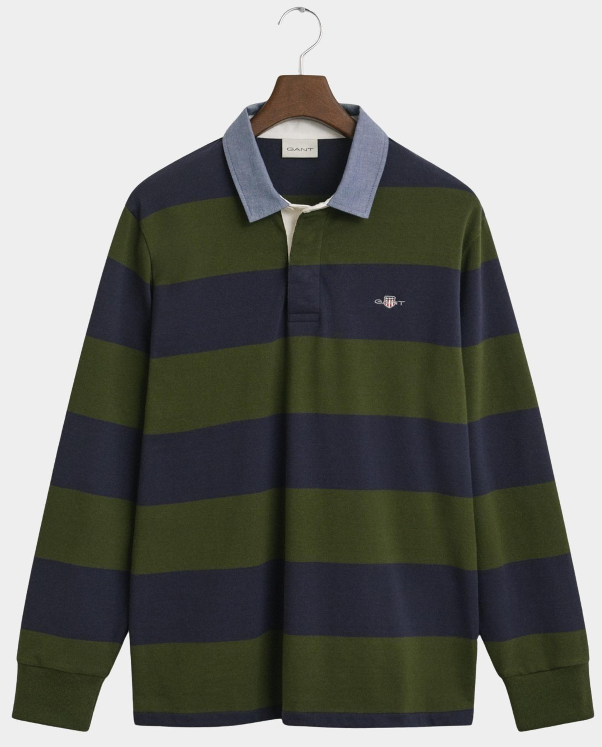 Gant Polo lange mouw Groen REG CHAMBRAY STRIPE HEAVY RUG 2004083/360