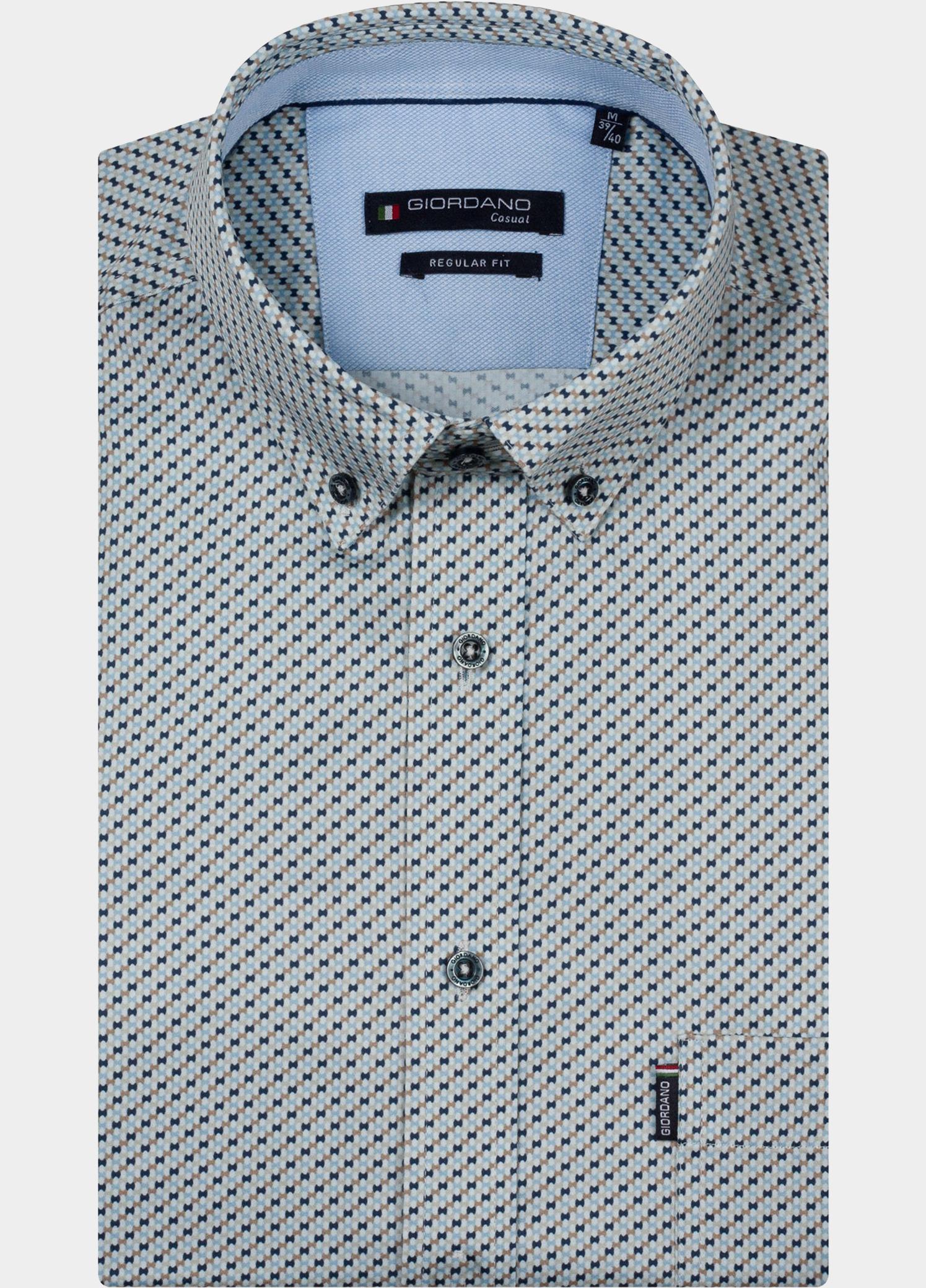 Giordano overhemd korte mouw heren Blauw League Short Sleeve Button Do 616026/60