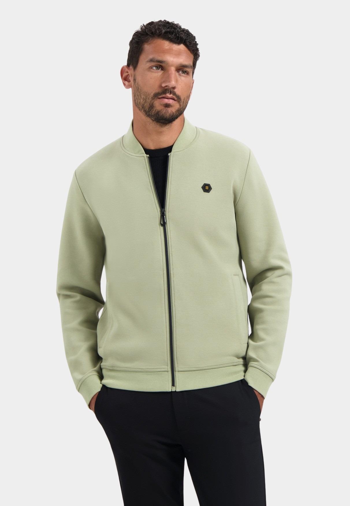 No Excess sweat vest Groen Sweater Full Zipper Pique Bom 29100806SN/197