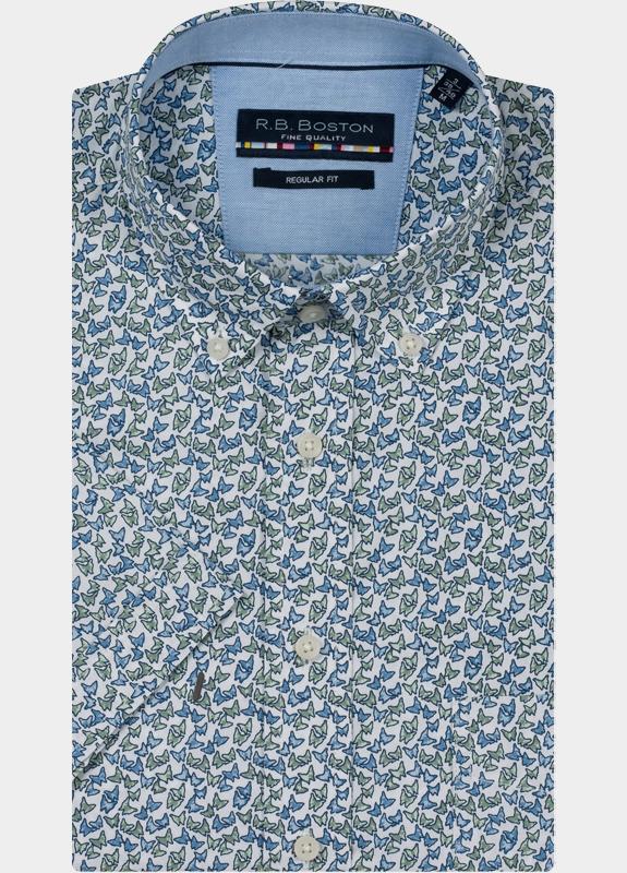 R.B. Boston overhemd korte mouw heren Groen Marshall SS Button Down 616670/717