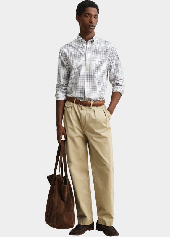 Gant Overhemd heren Bruin Klassiek geruit poplin overov 3260015/259