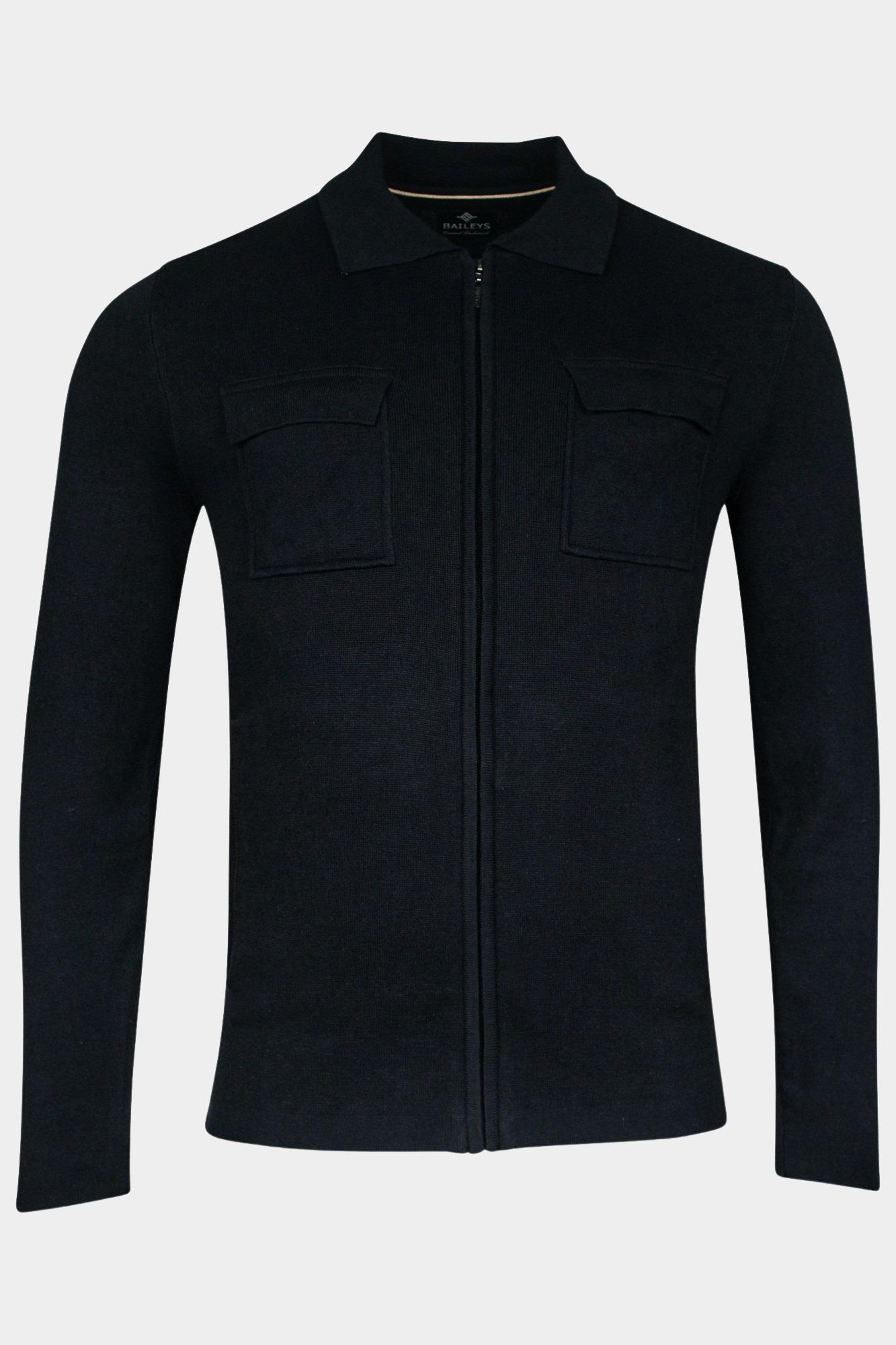 Baileys Vest Blauw Full zip Cardigan flat knit c 512071/60