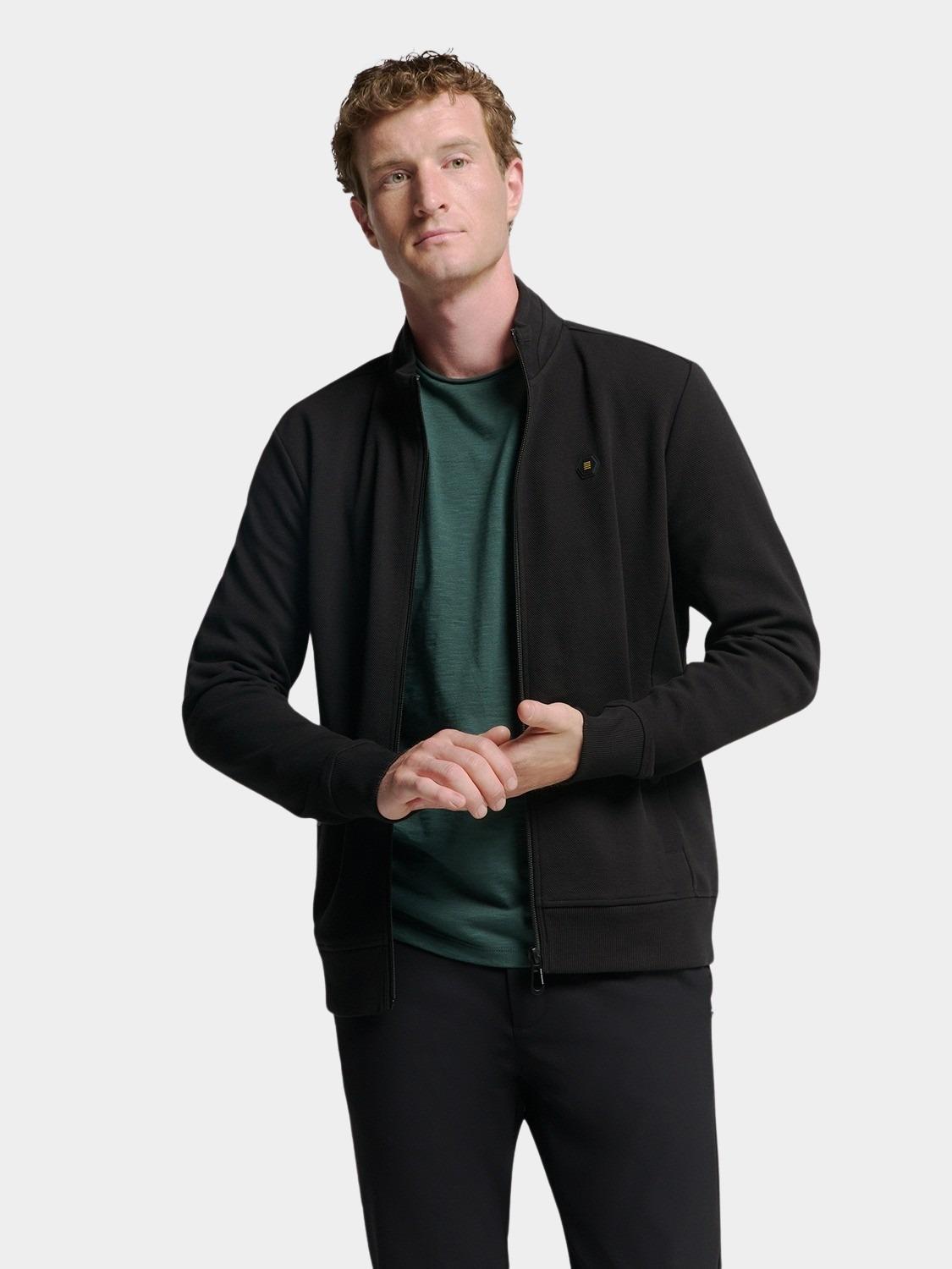 No Excess Vest Zwart Sweater Full Zipper Twill Jac 25100823SN/020