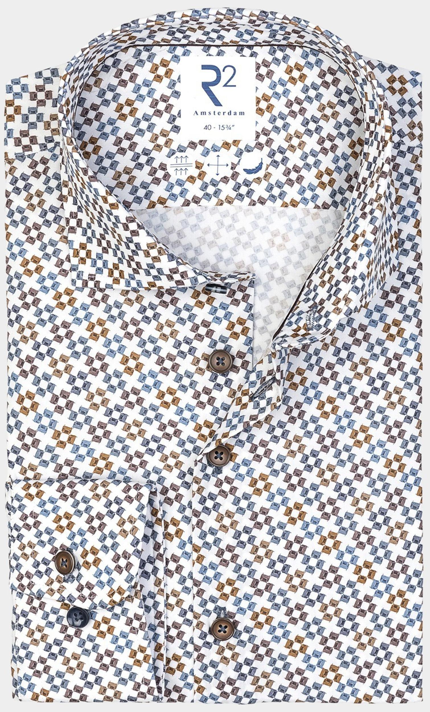 R2 Amsterdam Casual hemd lange mouw Blauw brique, light blue and green 126.WSP.042/014