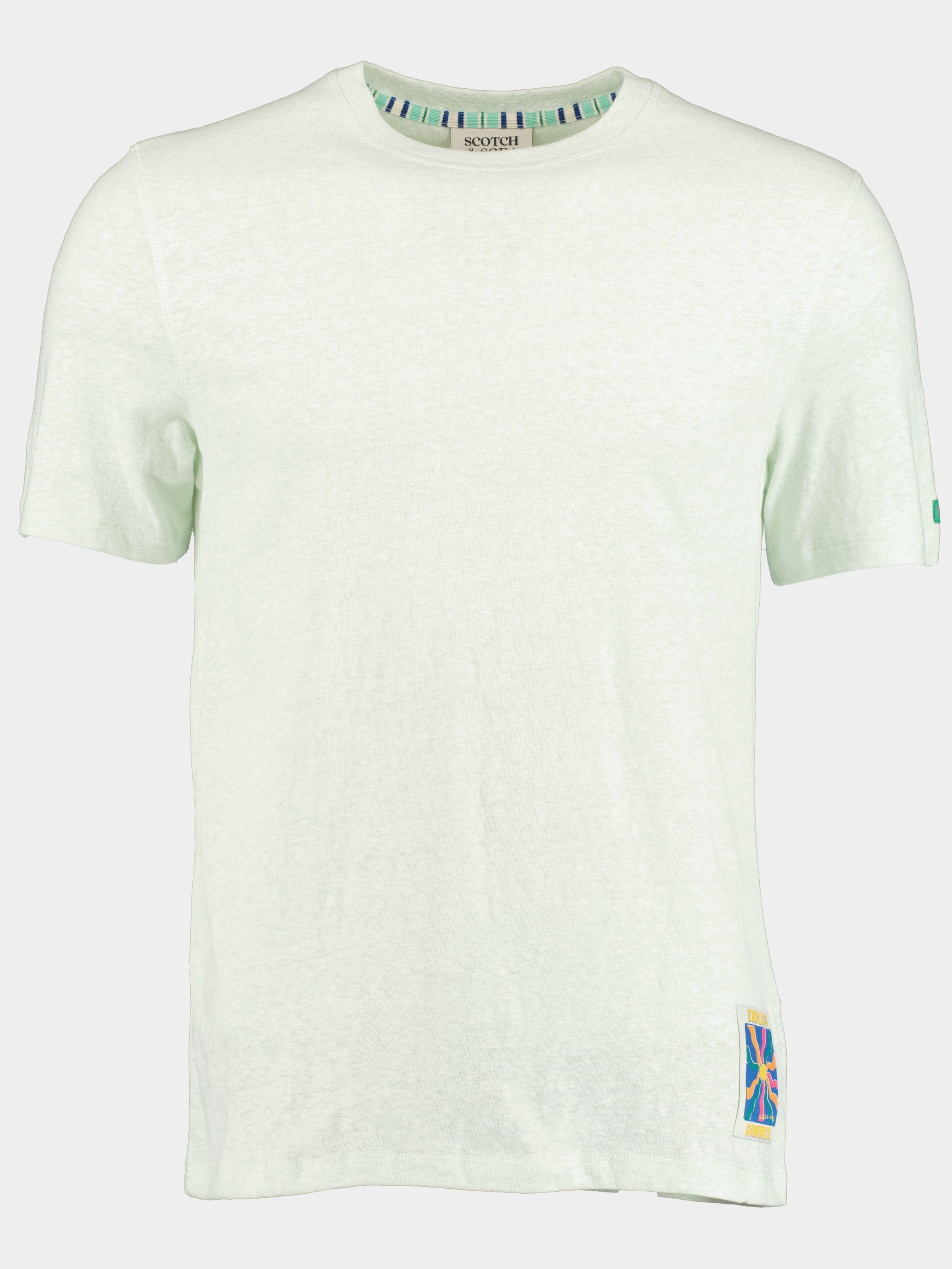 Scotch & Soda T-shirt korte mouw Groen Melange tee with chest label 171700/0829