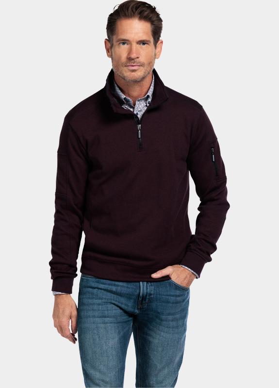 Baileys sweat halfzip Rood Sweatshirt 1/2 Zip  yarn dyed 523135/42