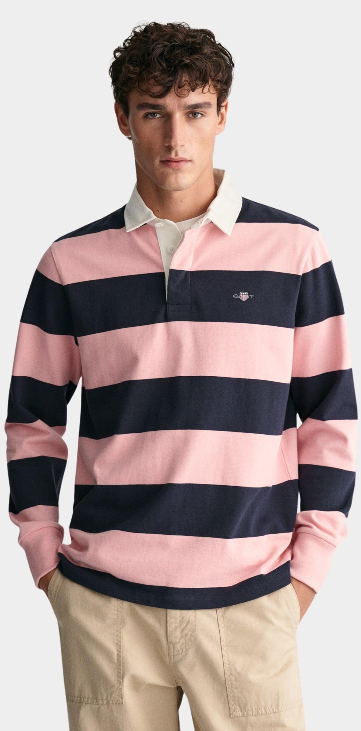 Gant Polo Lange Mouw Roze Shield Heavy Rugger 2005111/671