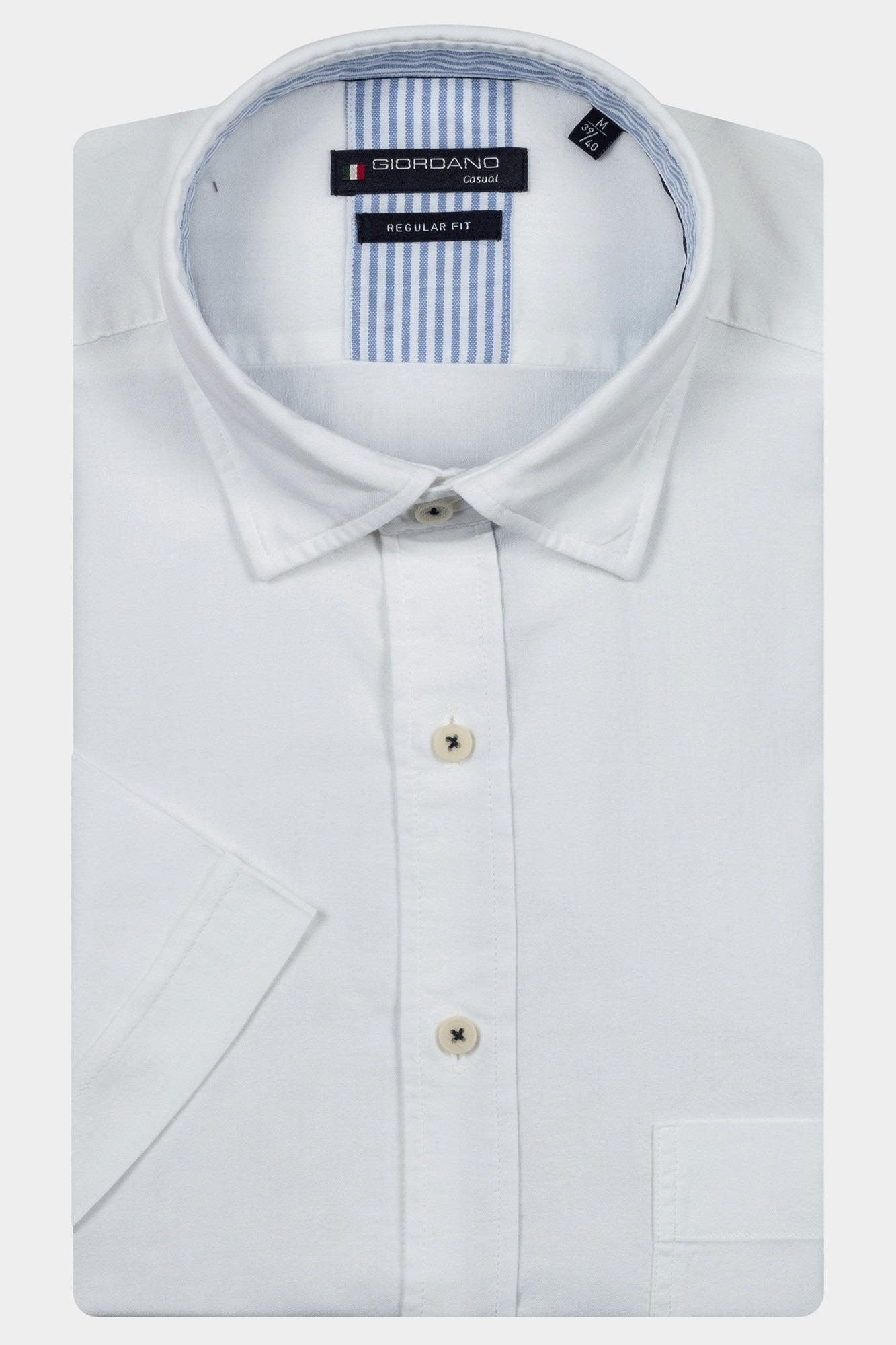 Giordano Casual hemd korte mouw Wit Trento SS button under washed 516029/10