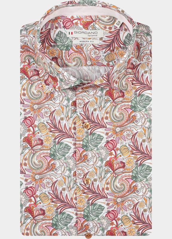 Giordano overhemd korte mouw heren Roze Ticino Short Sleeve Semi Cuta 616870/50