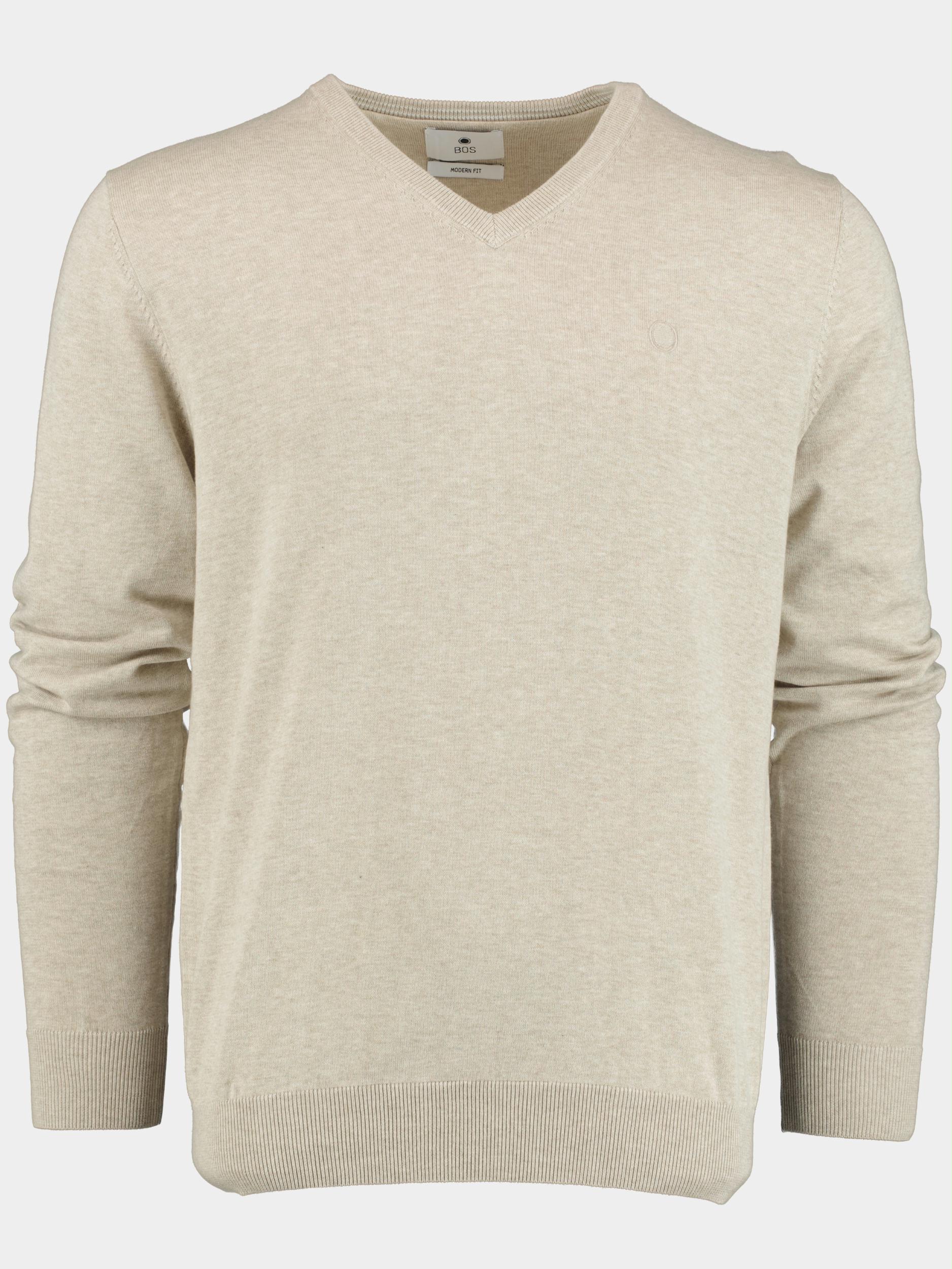 Bos Bright Blue Pullover Beige Vince V-neck Pullover Flatkni 23105VI01BO/820 sand