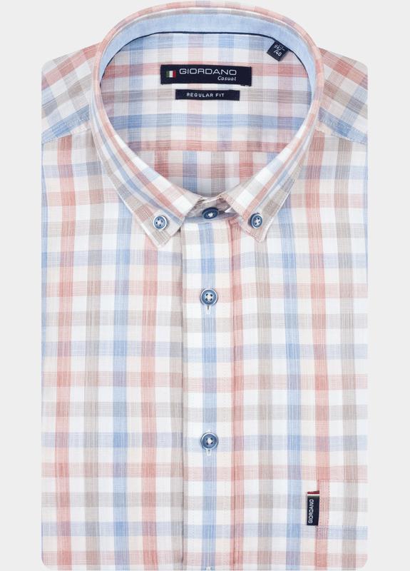 Giordano overhemd korte mouw heren Roze League Short Sleeve Button Do 616340/31