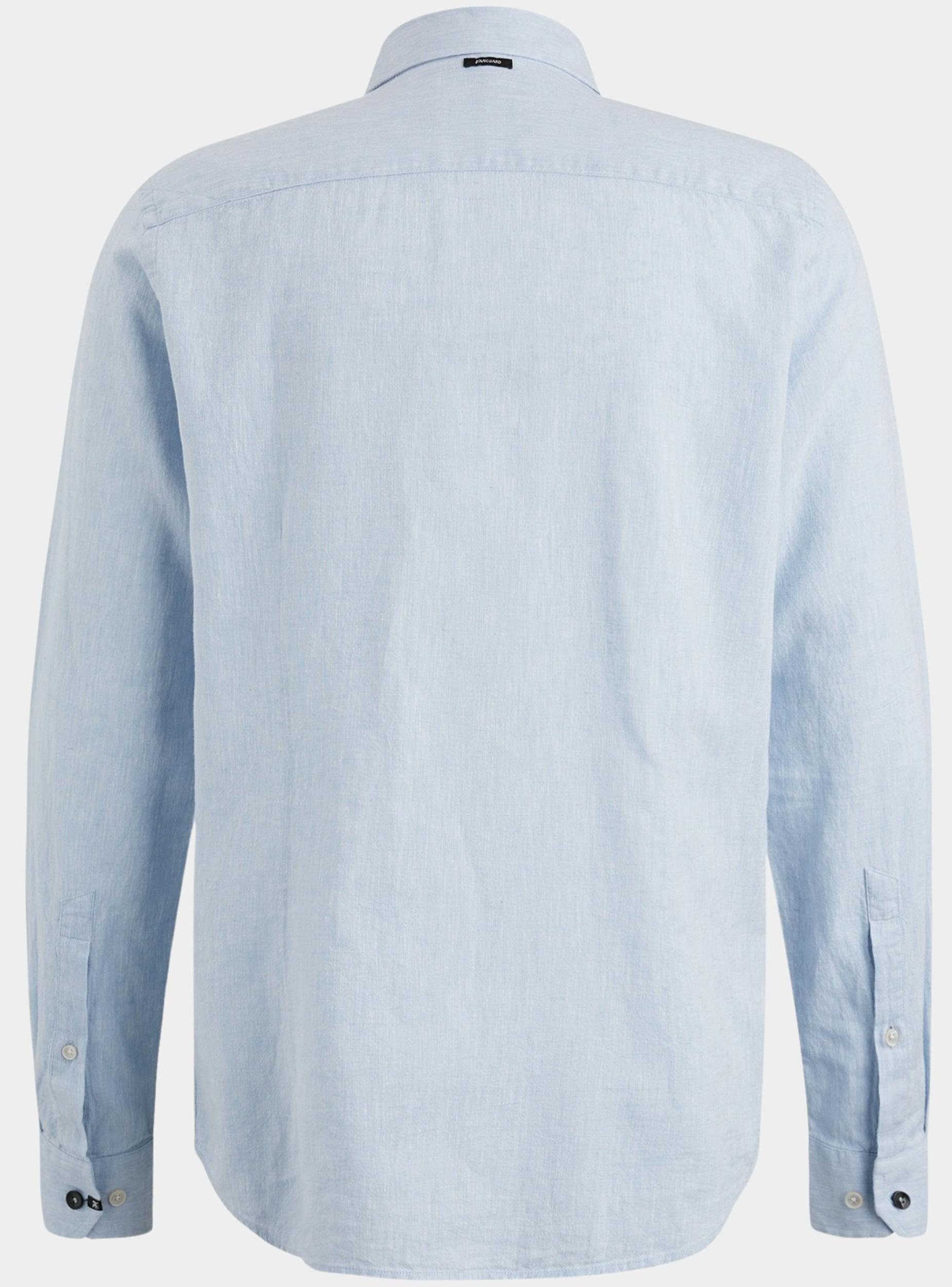 Vanguard Casual hemd lange mouw Blauw Long Sleeve Shirt Linen Cotto VSI2404250/5376