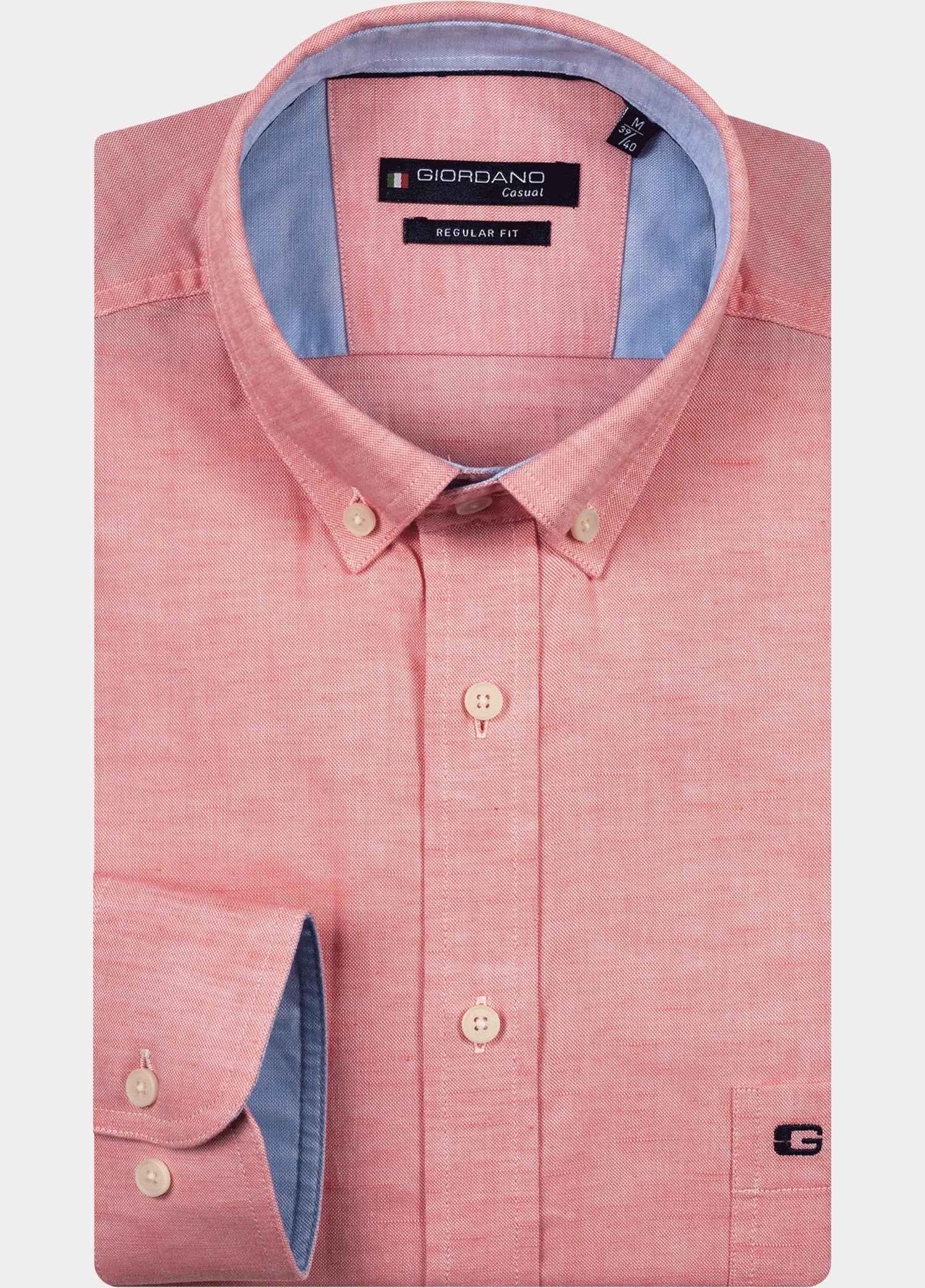 Giordano Overhemd heren Roze Ivy, LS Button Down Solid Hem 517001/31