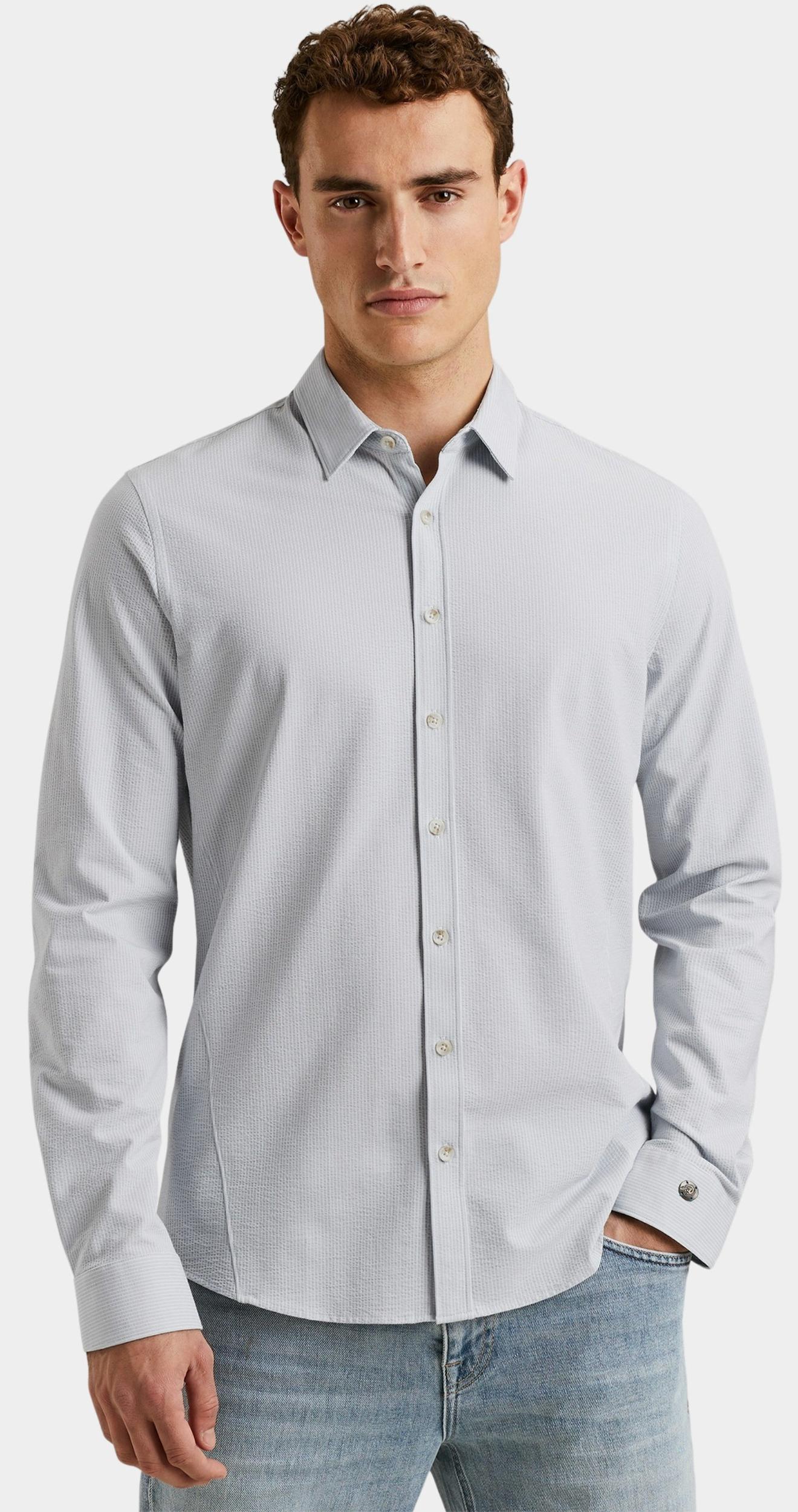 Cast Iron Casual hemd lange mouw Blauw Long Sleeve Shirt Tec Dobby J CSI2503218/5303