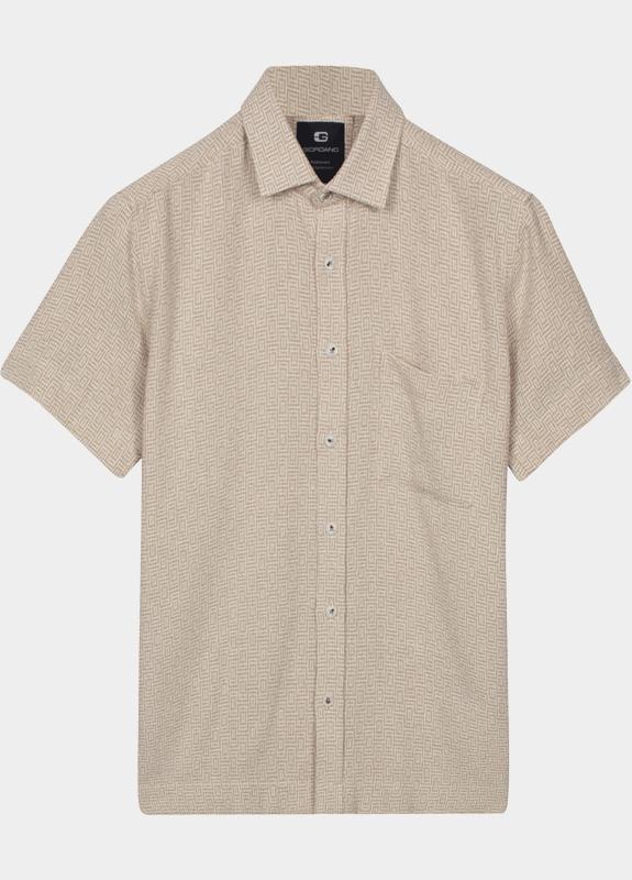 Giordano overhemd korte mouw heren Bruin Puglia Short Sleeve Shirt  Gr 616861/80