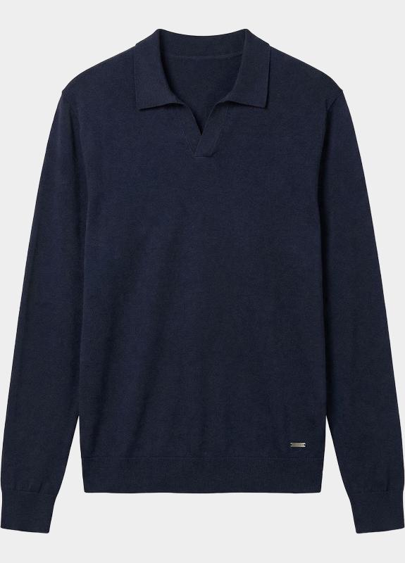 Born With Appetite Polo lange mouwen heren Blauw Connor Knit Ls BWA26105CO75/4001