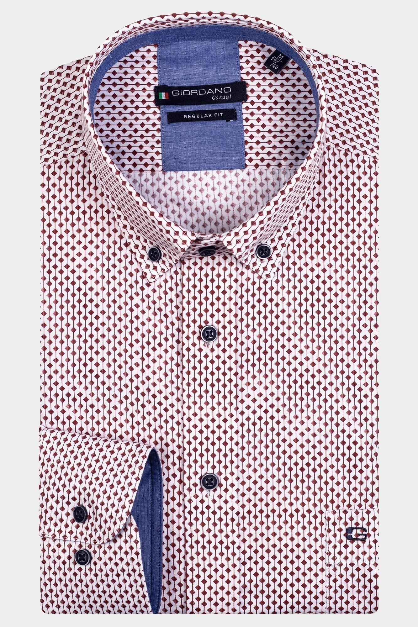 Giordano Casual hemd lange mouw Rood Ivy, LS Button Down Striped D 327008/30
