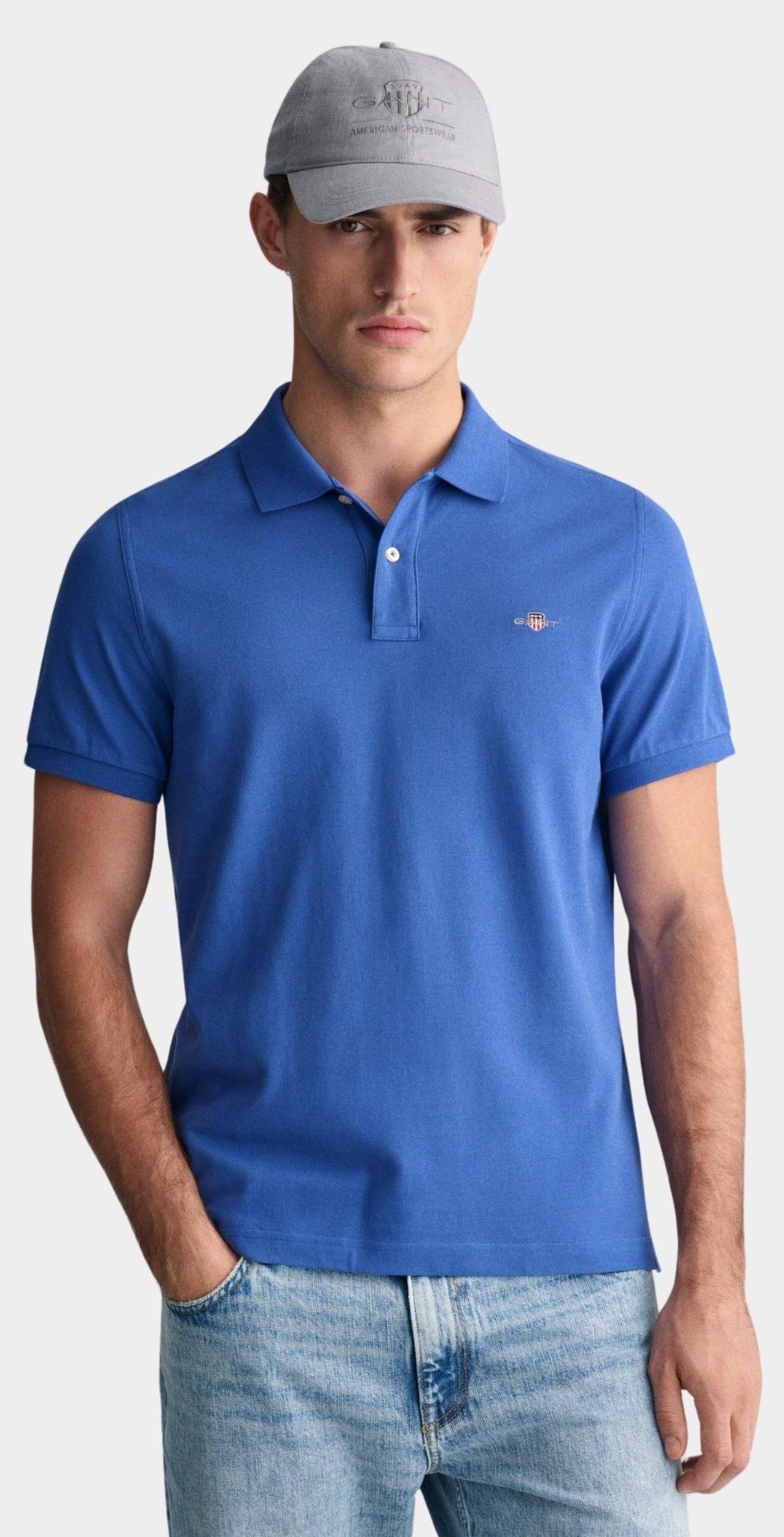 Gant Polo korte mouw Blauw Shield SS Pique Polo 2210/407