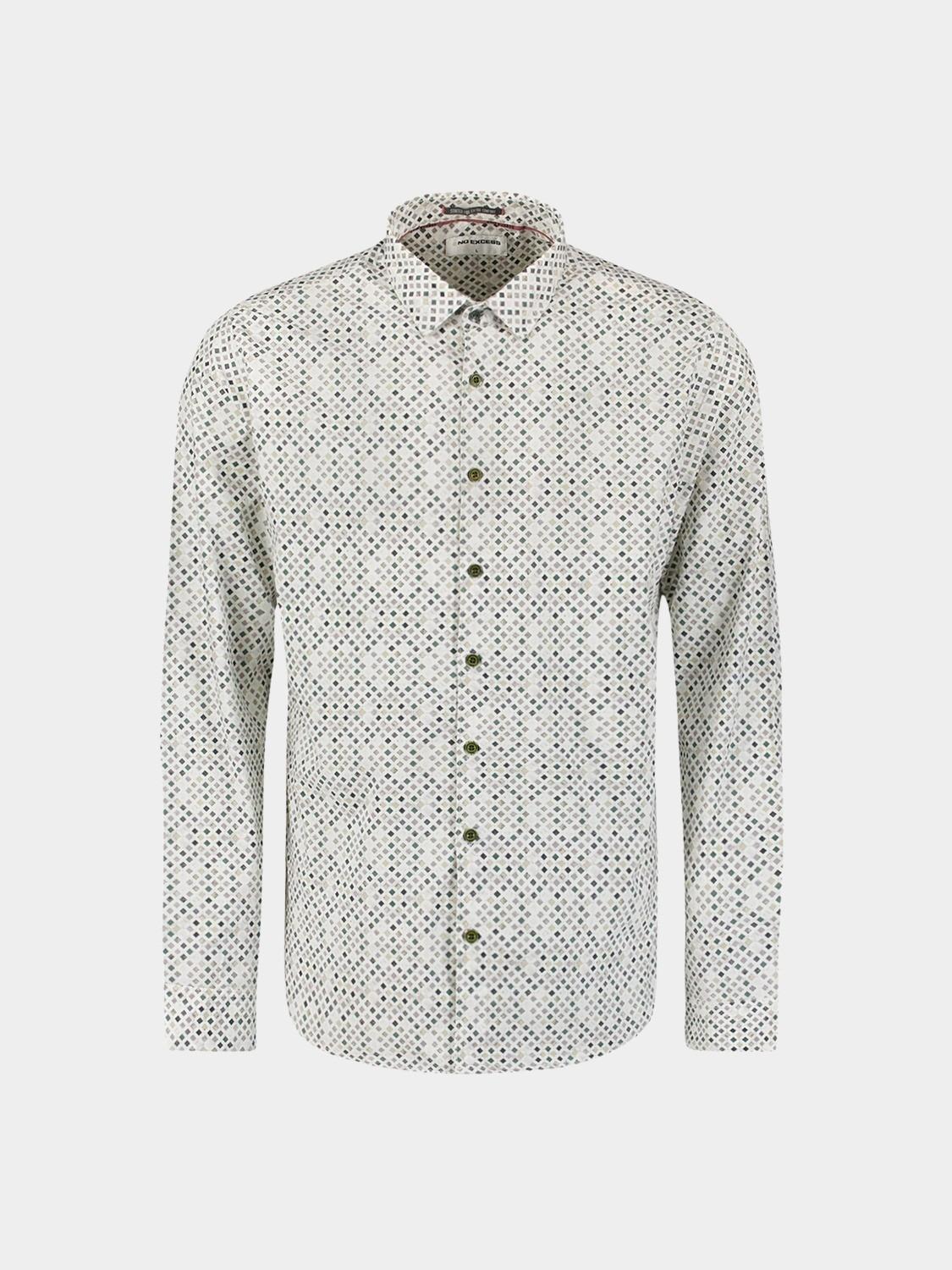 No Excess Casual hemd lange mouw Groen Shirt Stretch Allover Printed 29450804/052