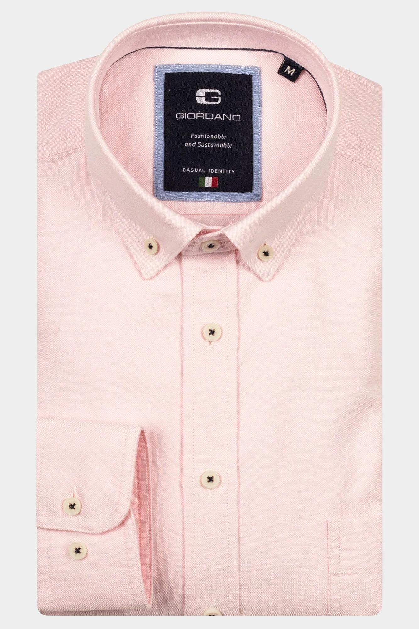 Giordano Casual hemd lange mouw Roze Brando long sleeve button dow 527007/50