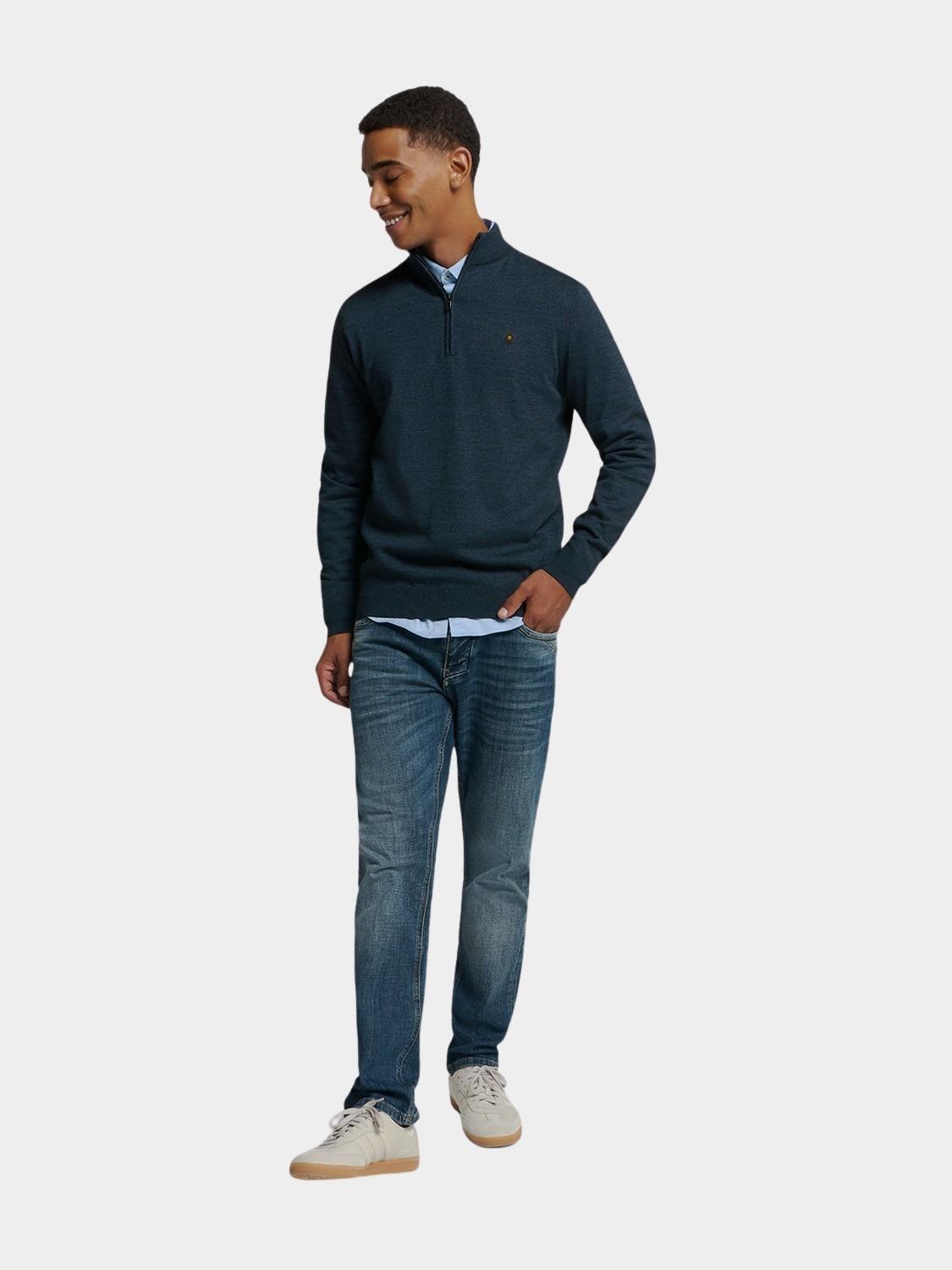 No Excess Half Zip Blauw Pullover Half Zip 2 Coloured N2185/037