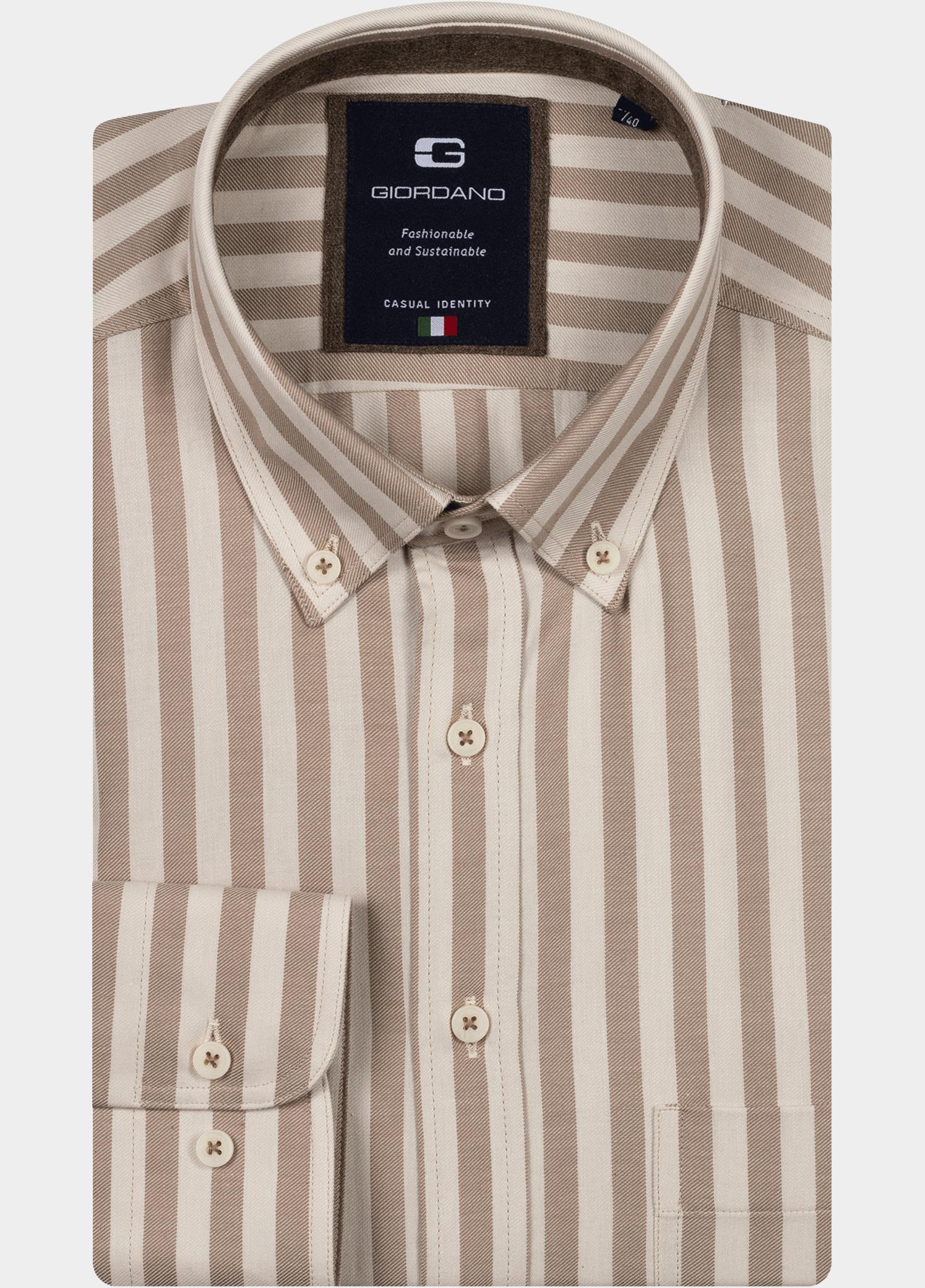 Giordano Overhemd heren Bruin Brando long sleeve button dow 527110/80