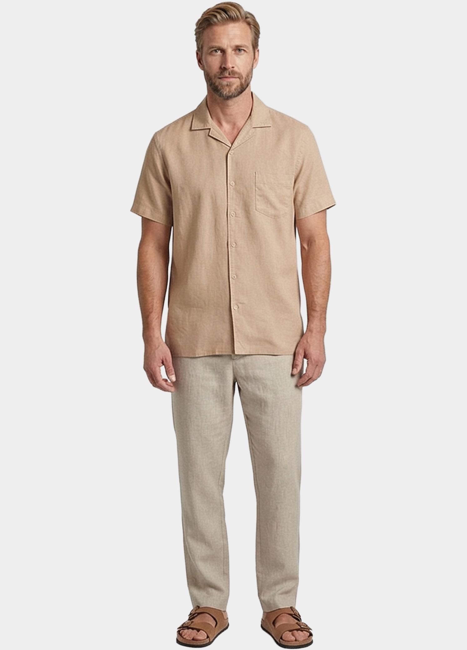 Giordano overhemd korte mouw heren Wit Capri Short Sleeve Resort Gar 616002/81