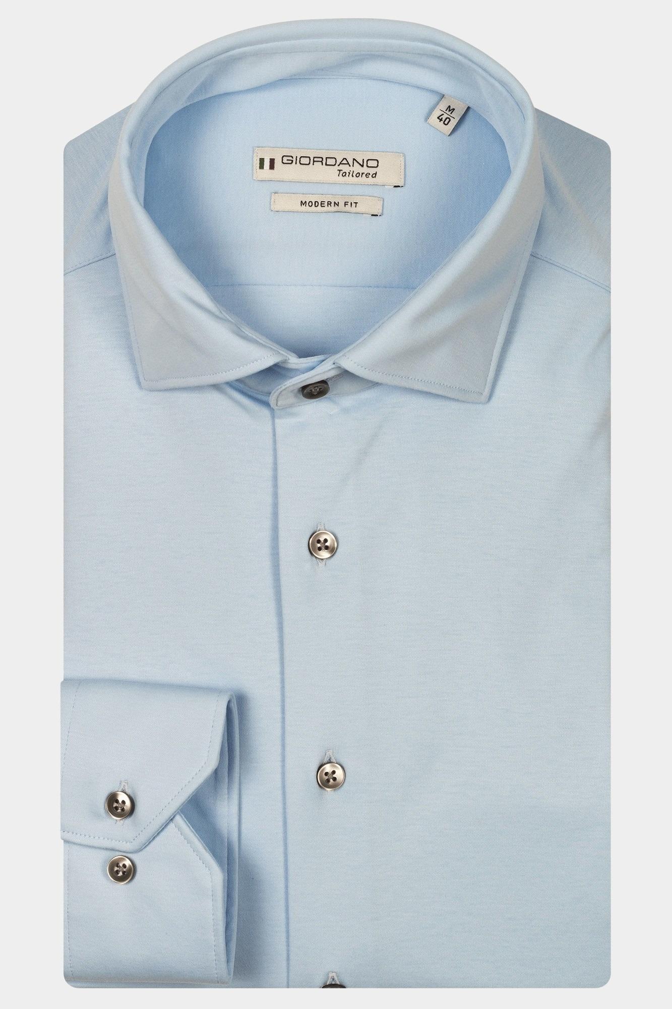 Giordano Casual hemd lange mouw Blauw Maggiore long sleeve semi cut NOS7878/61