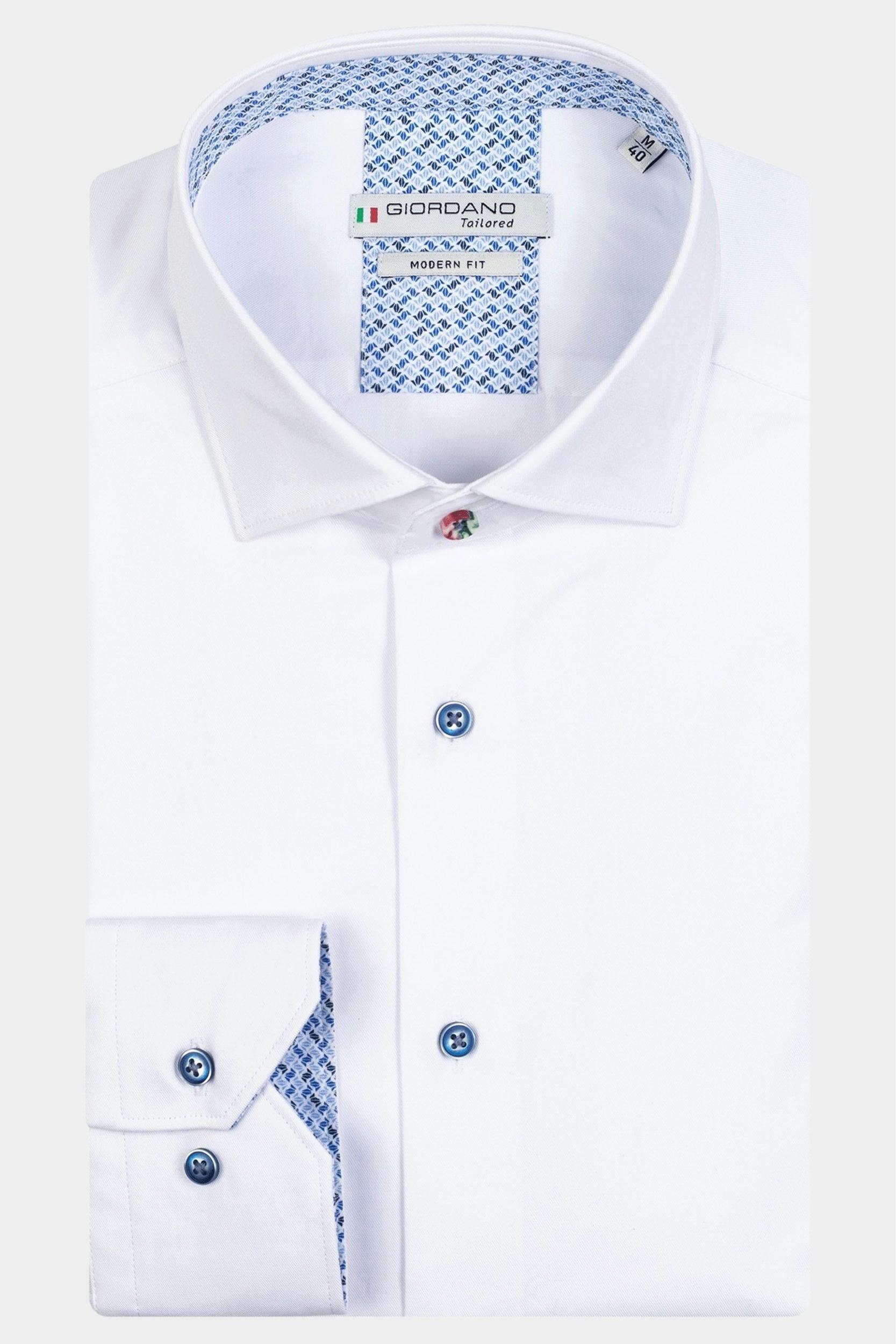 Giordano Casual hemd lange mouw Wit Row 317884/10