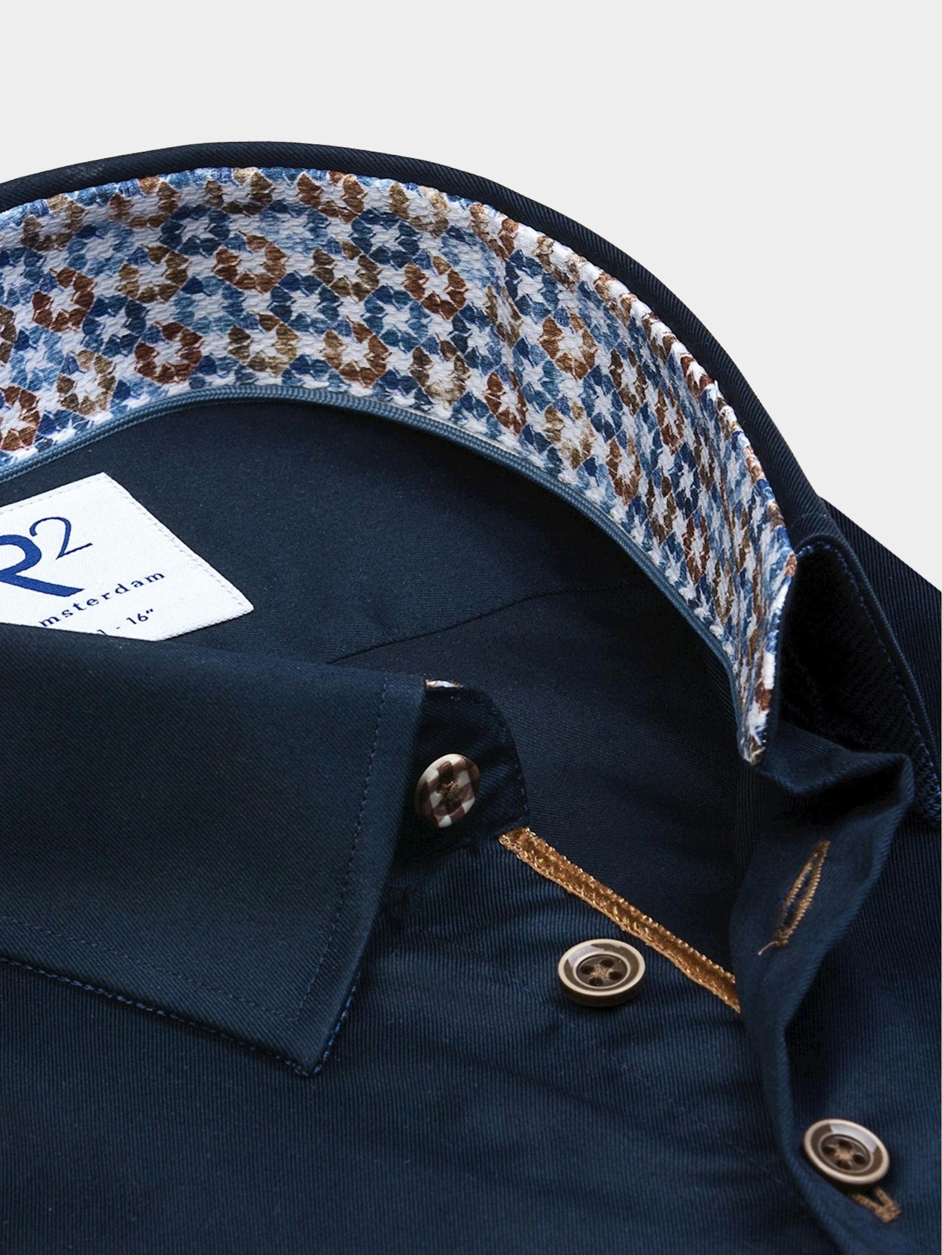 R2 Amsterdam Casual hemd lange mouw Blauw  118.HBD.053/010