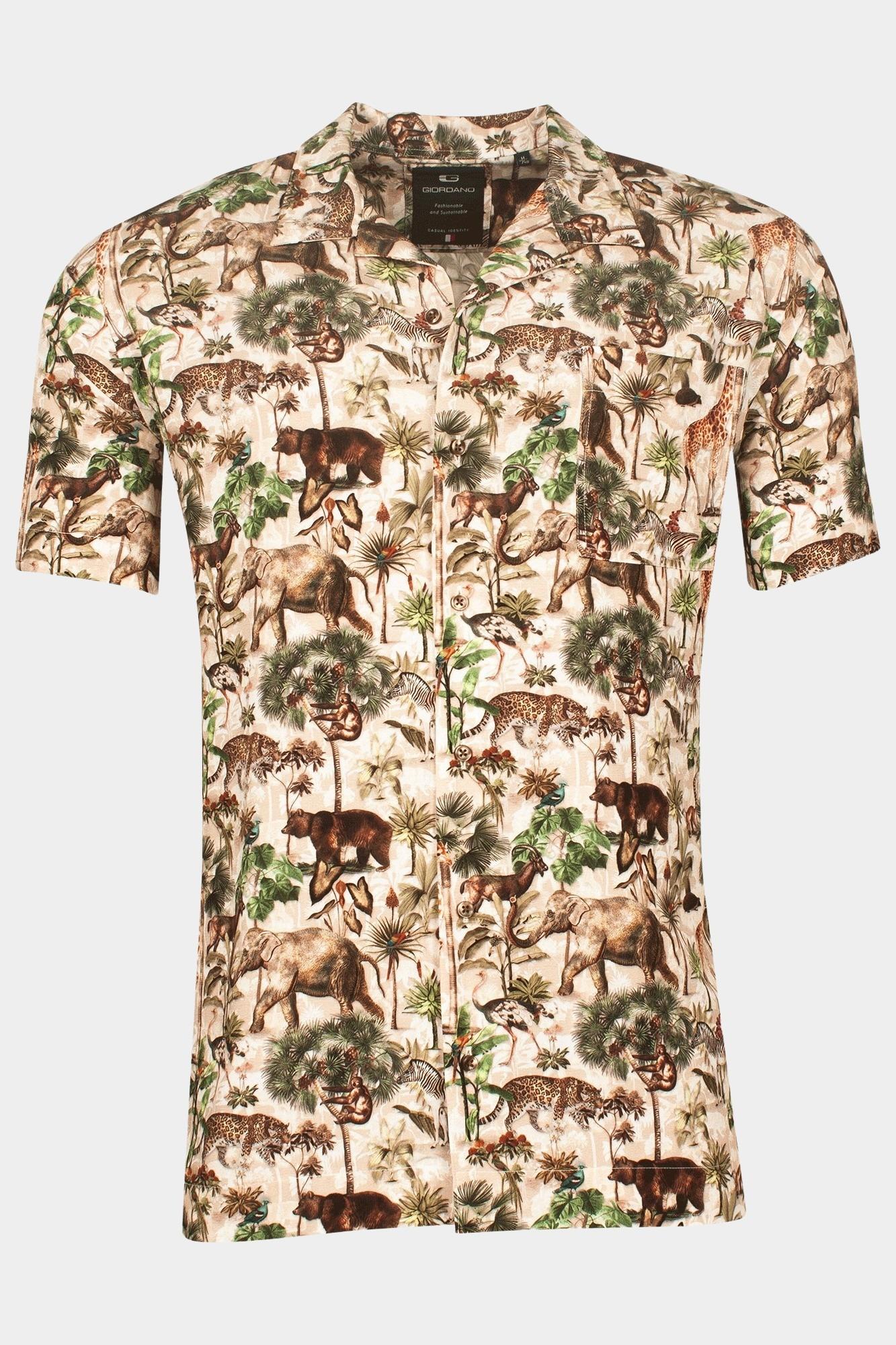 Giordano Casual hemd korte mouw Bruin Vigo Short Sleeve resort Trop 516830/80