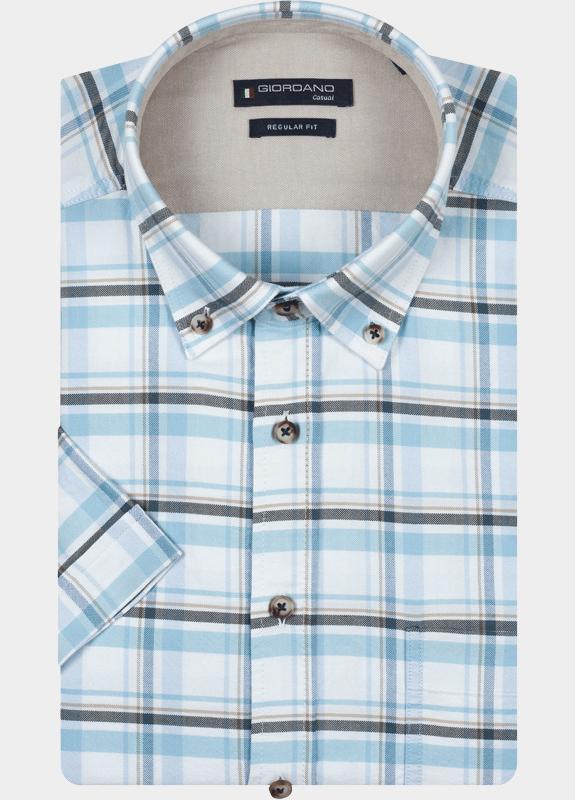 Giordano overhemd korte mouw heren Blauw League short sleeve button do 616303/60