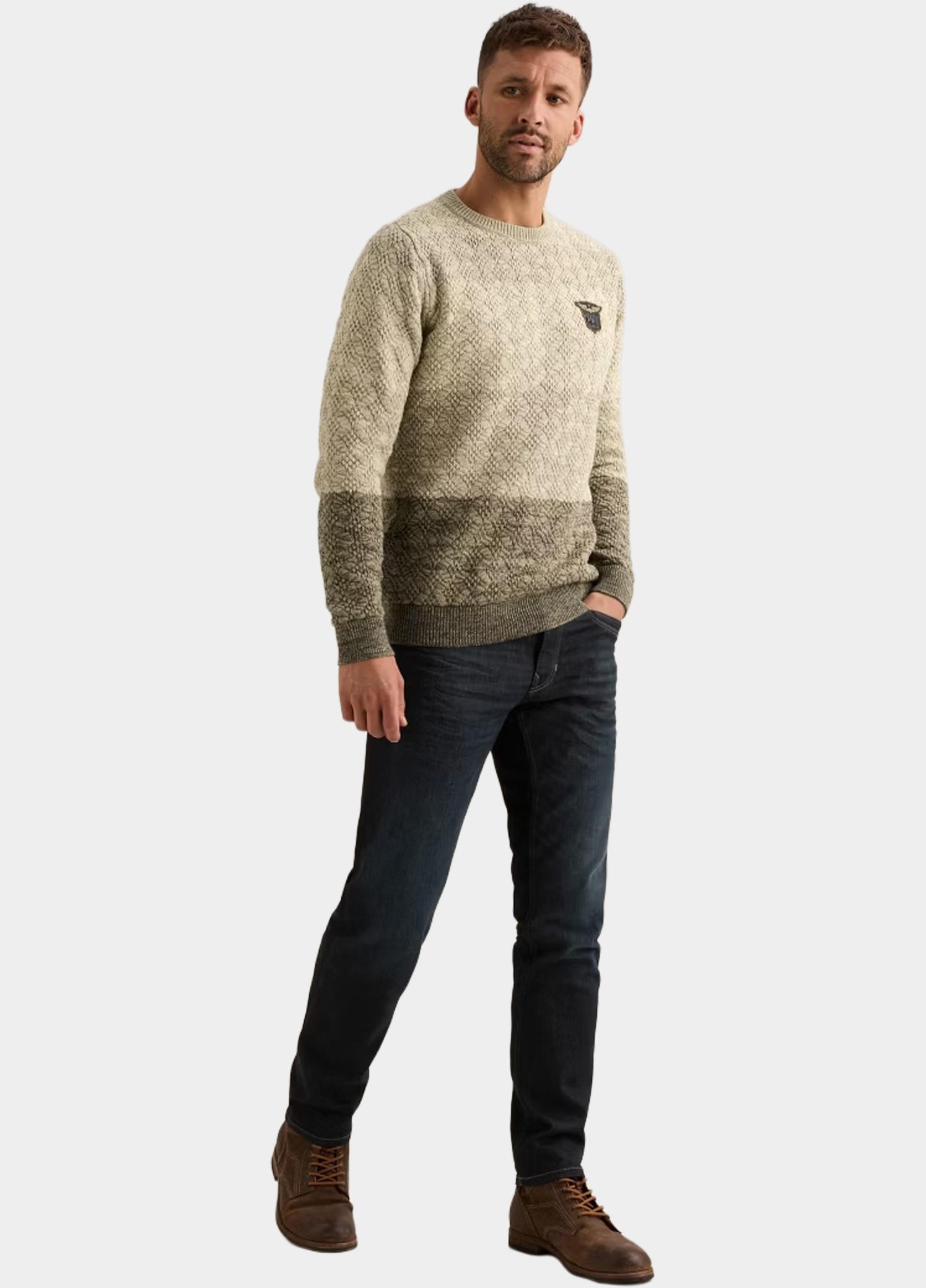 PME Legend Pullover heren Beige R-neck gradient knit PKW2609334/7013